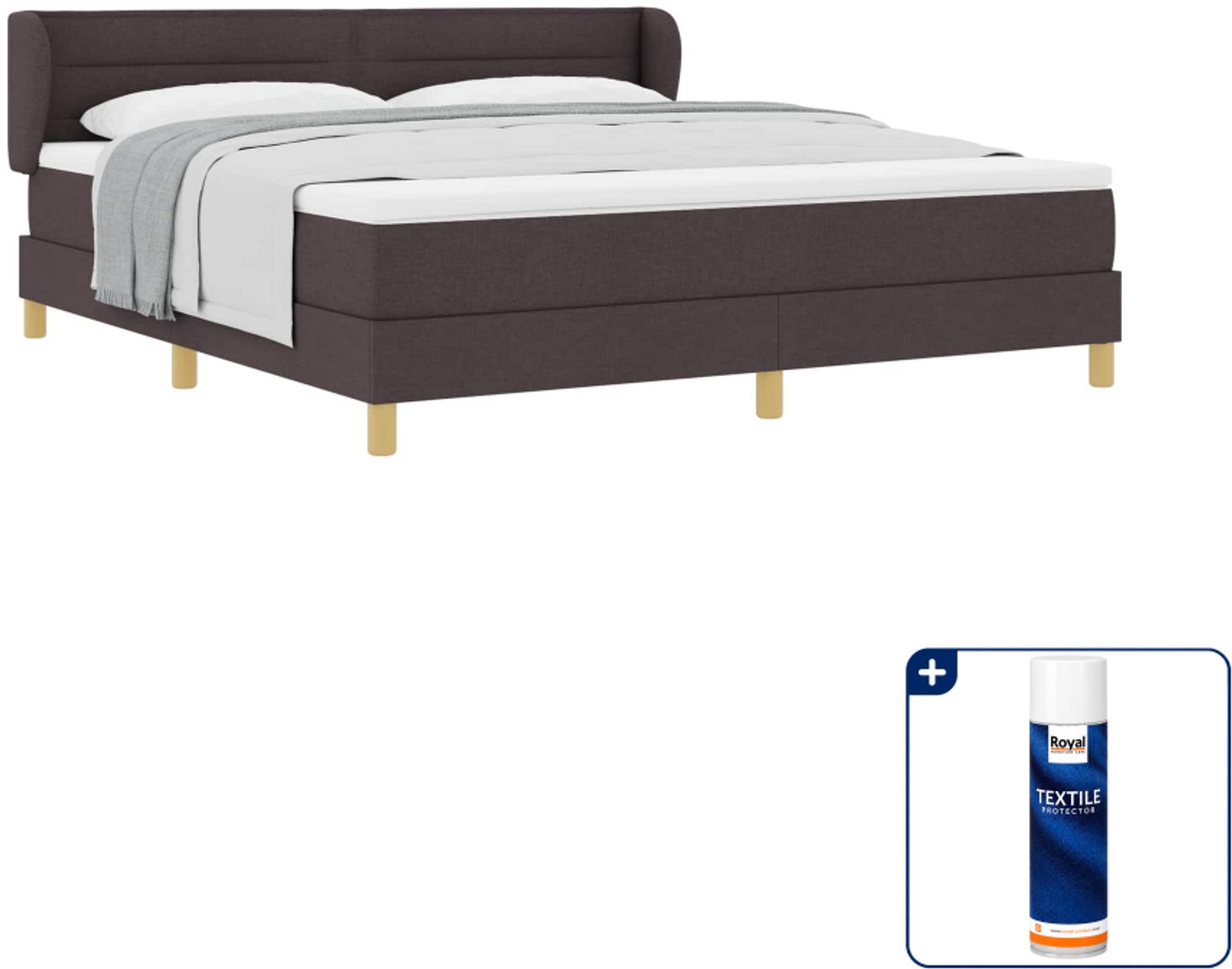 vidaXL Boxspringbed met matras - Kingsize - 180 x 200 cm - Donkerbruin - Inclusief textielbeschermer 500 ml