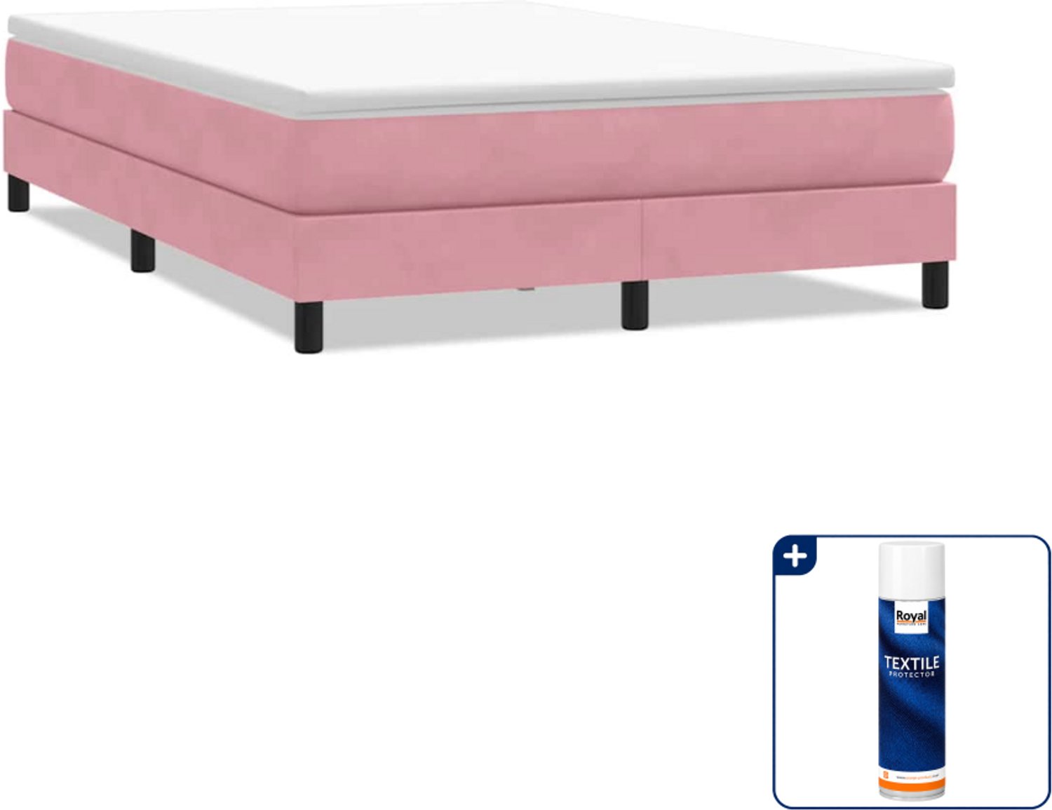 vidaXL boxspring Queensize - 160 x 210 cm - fluweel - roze - Inclusief textielbeschermer 500 ml