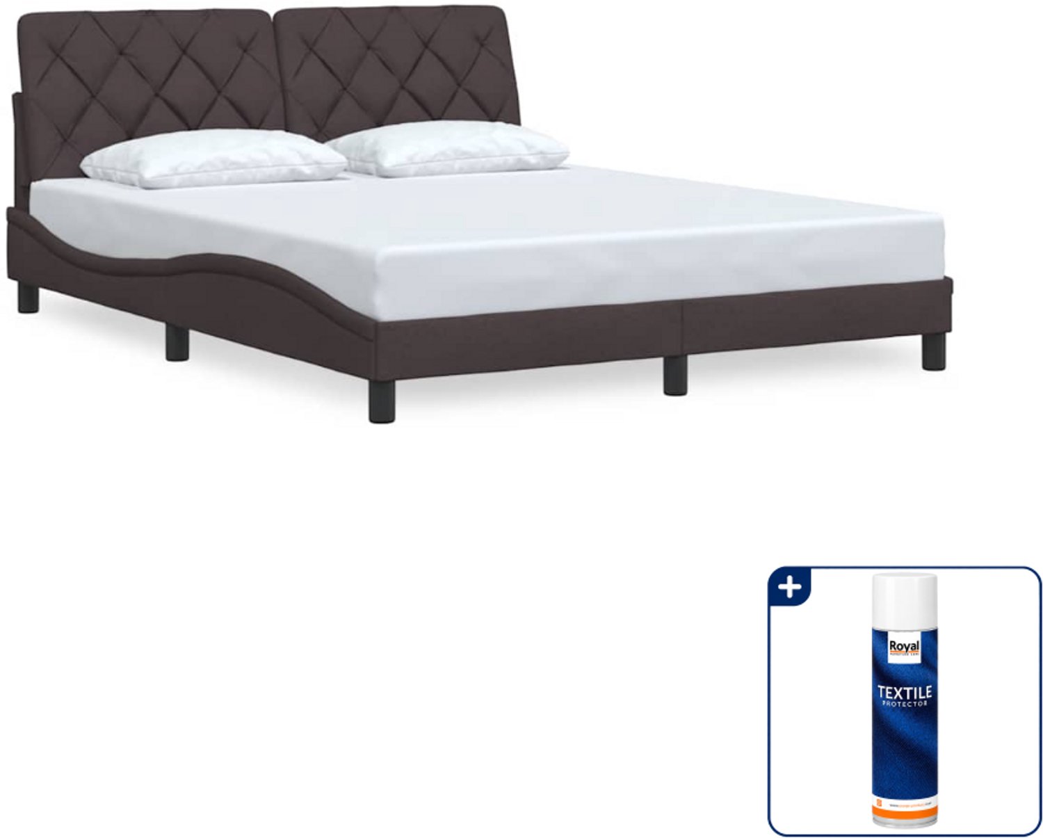 vidaXL bedframe - Queensize - 160 x 200 cm - donkerbruin - Inclusief textielbeschermer 500 ml Grijs