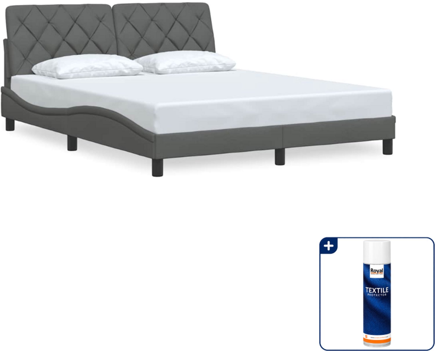 vidaXL Bedframe - Queensize - 160 x 200 cm - donkergrijs - Inclusief textielbeschermer 500 ml Bruin