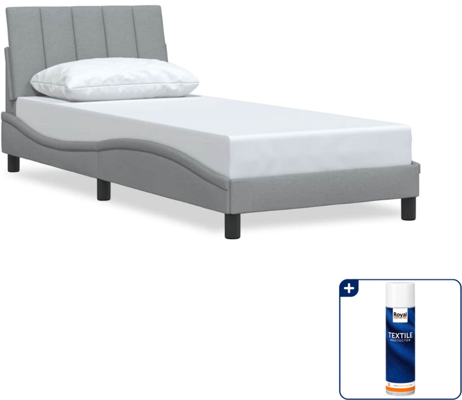 vidaXL bedframe Hanko - 90 x 190 cm - stof - lichtgrijs - Inclusief textielbeschermer 500 ml