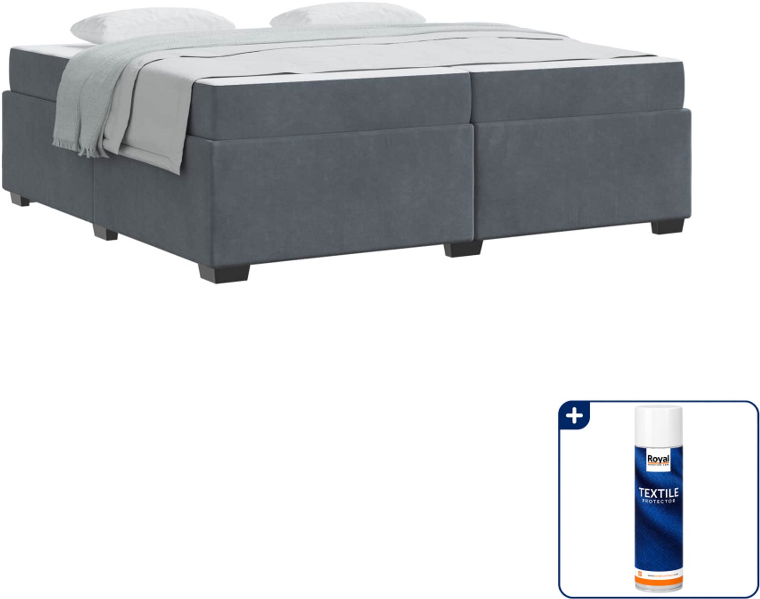 vidaXL bed met matras 200 x 200 cm - stof - donkergrijs - Inclusief textielbeschermer 500 ml