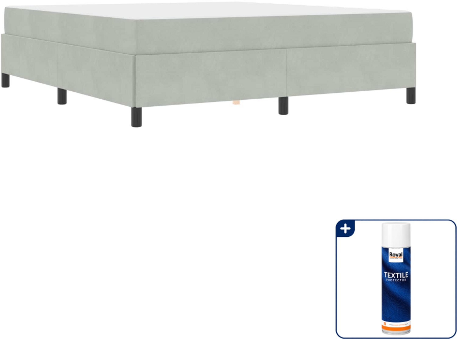 vidaXL Kingsize bed met matras - 180 x 200 cm - lichtgrijs - Inclusief textielbeschermer 500 ml