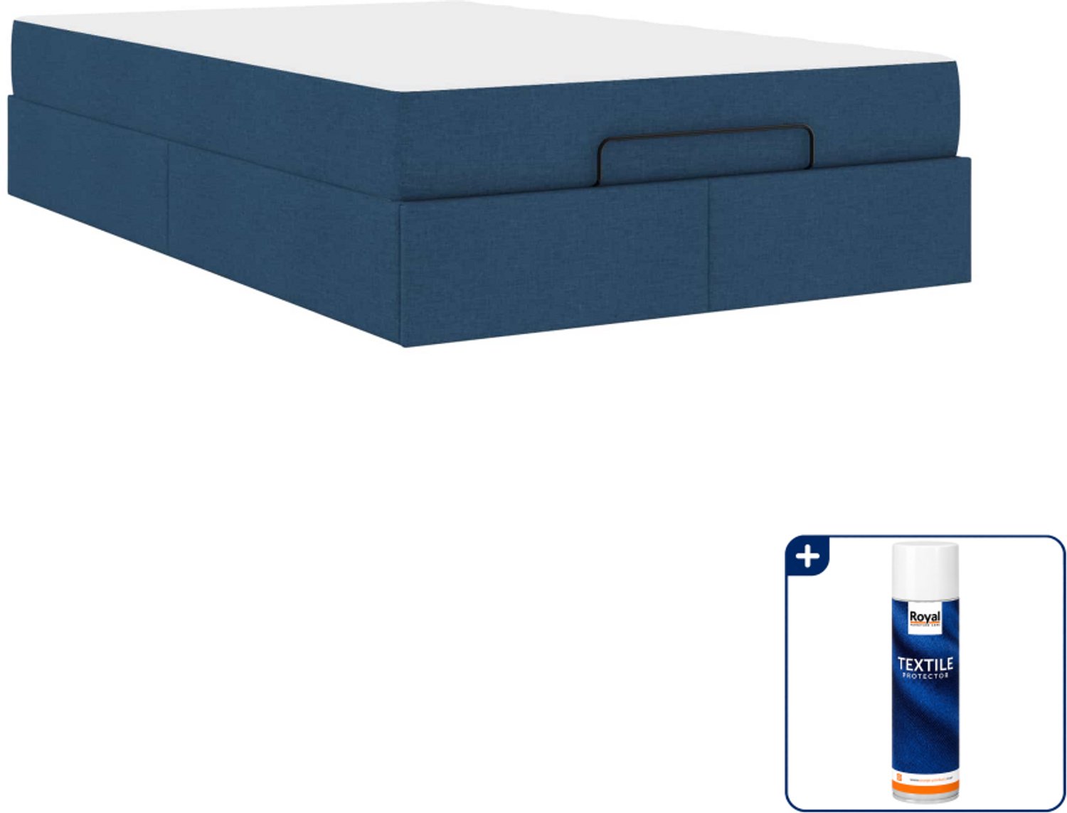 vidaXL bedframe met matras 2-delig - 120 x 190 cm - stof - blauw - Inclusief textielbeschermer 500 ml Bruin