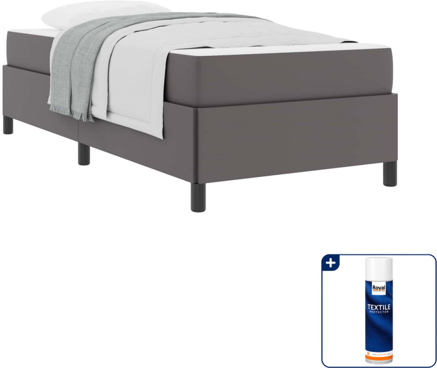 vidaXL Bed met matras - 100 x 200 cm - stof - grijs - Inclusief textielbeschermer 500 ml Bruin