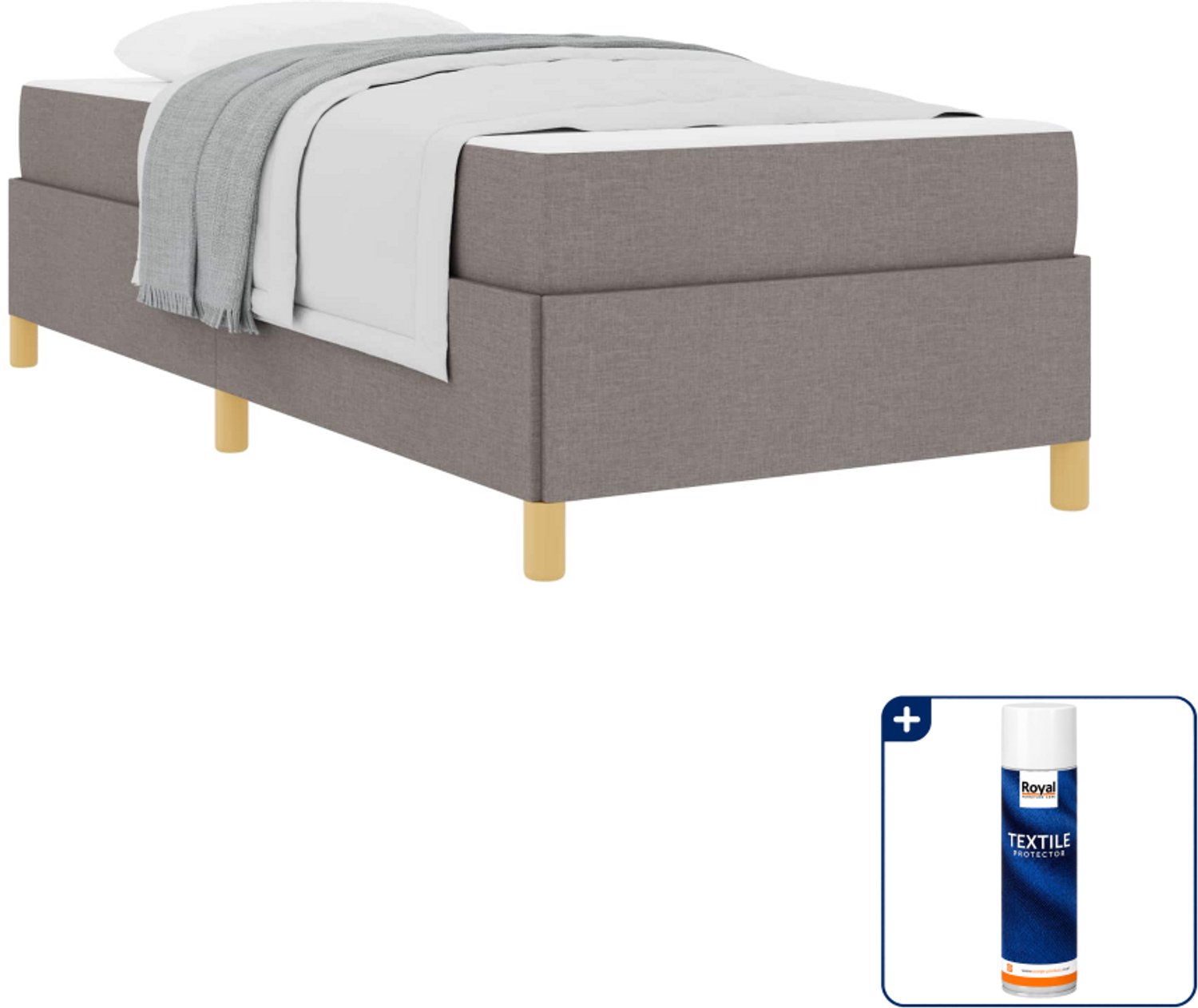 vidaXL bed met matras - 80 x 200 cm - taupe - Inclusief textielbeschermer 500 ml