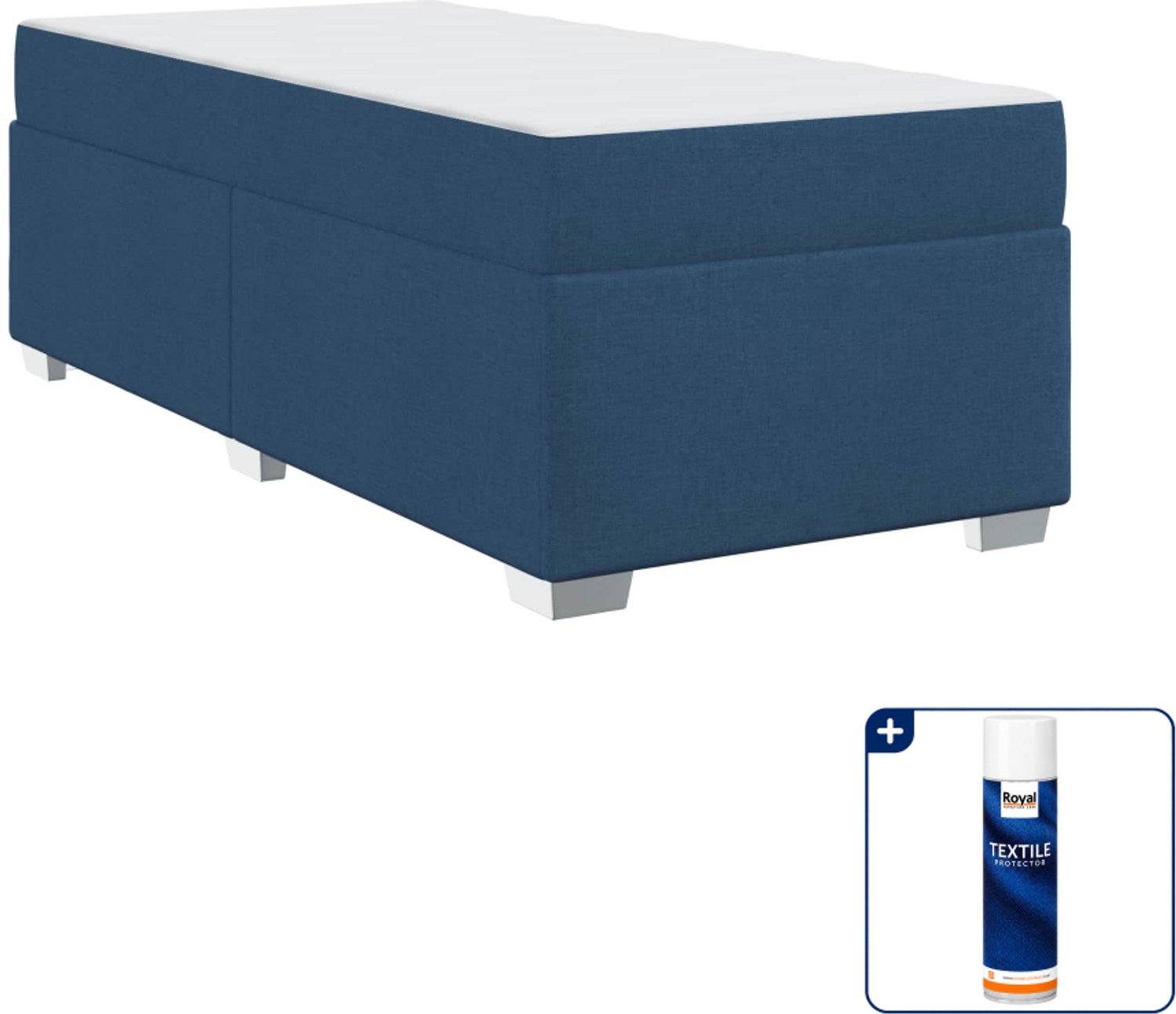 vidaXL bed met matras - 80 x 200 cm - stof - blauw - Inclusief textielbeschermer 500 ml Bruin