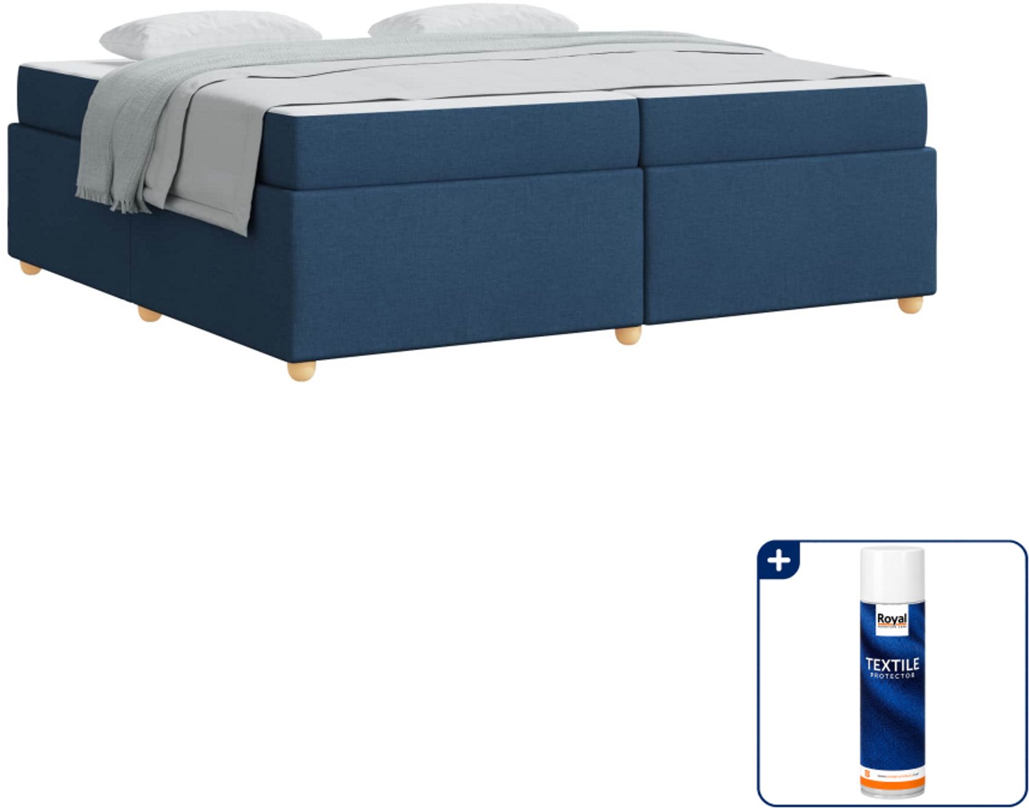 vidaXL bed met matras - 200 x 200 cm - stof - blauw - Inclusief textielbeschermer 500 ml Bruin