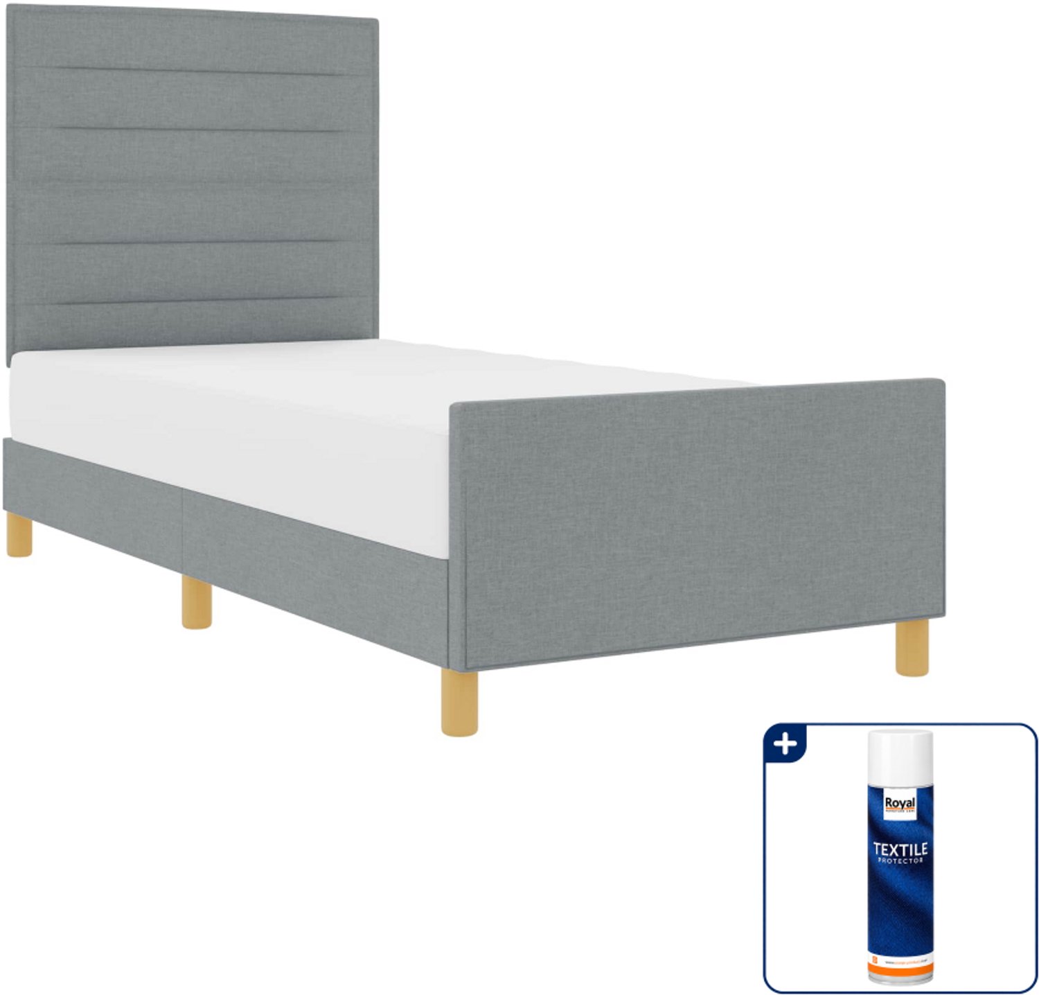 vidaXL Bedframe - 90 x 200 cm - stof - lichtgrijs - Inclusief textielbeschermer 500 ml