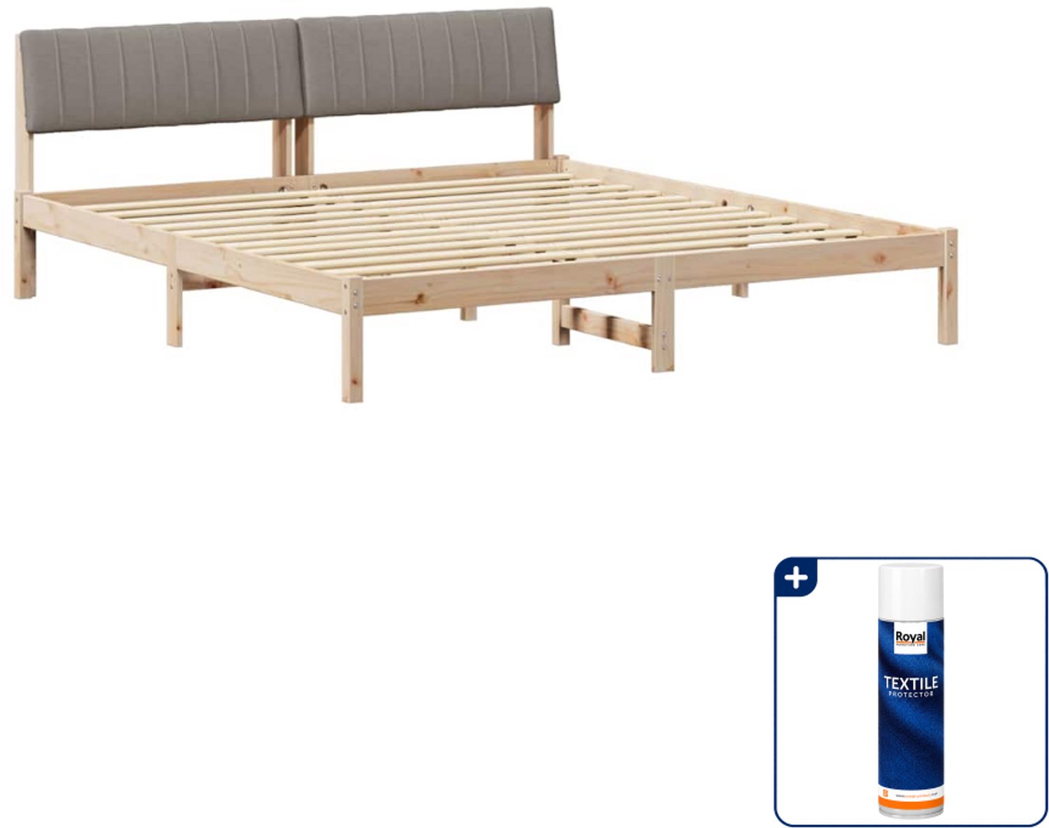 vidaXL Bedframe Kingsize - 180 x 200 cm - massief grenenhout - bruin - Inclusief textielbeschermer 500 ml