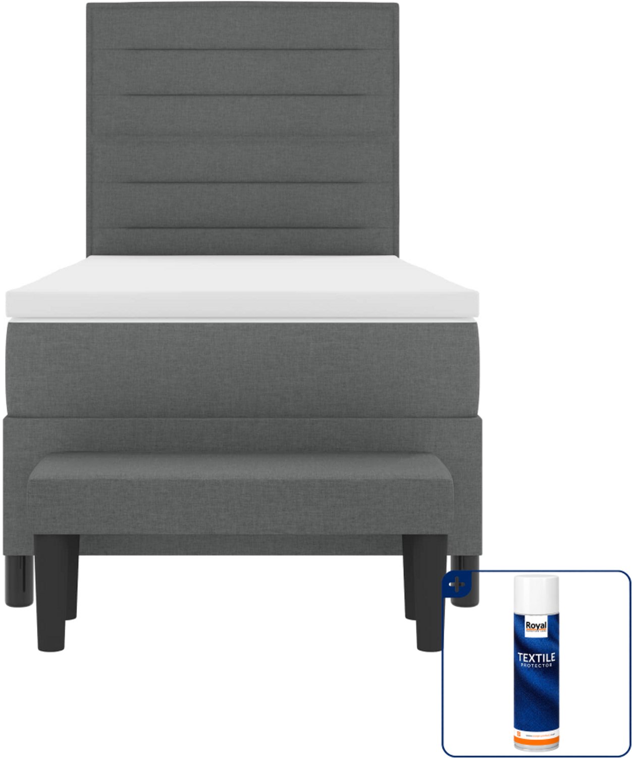 vidaXL boxspringbed - 90 x 190 cm - donkergrijs - Inclusief textielbeschermer 500 ml
