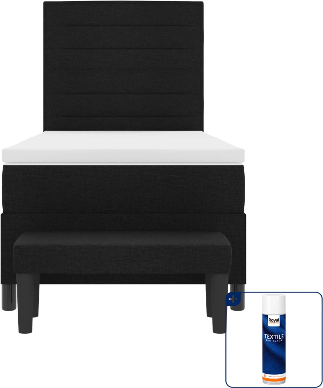 vidaXL boxspringbed - 80 x 200 cm - zwart - Inclusief textielbeschermer 500 ml