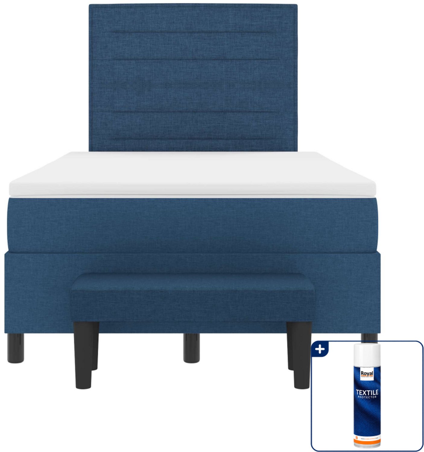 vidaXL boxspringbed - 120 x 190 cm - stof - blauw - Inclusief textielbeschermer 500 ml