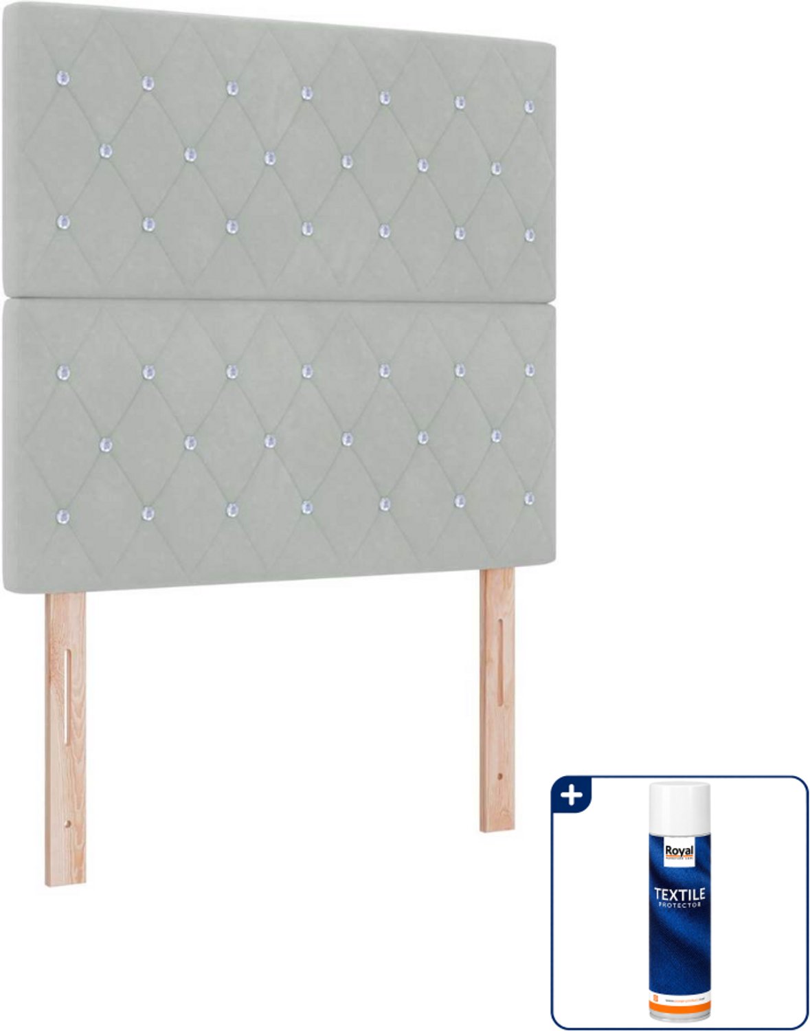 vidaXL led boxspringbed - 100 x 200 cm - lichtgrijs - Inclusief textielbeschermer 500 ml