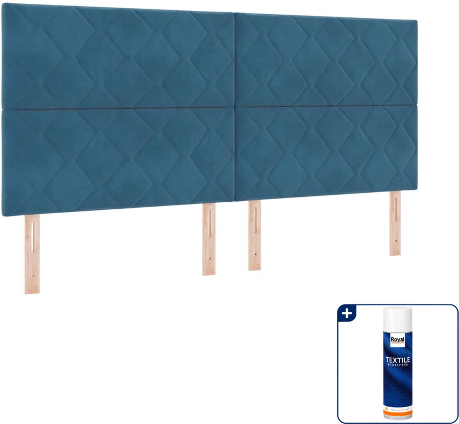 vidaXL led boxspring - 200 x 200 cm - donkerblauw - Inclusief textielbeschermer 500 ml