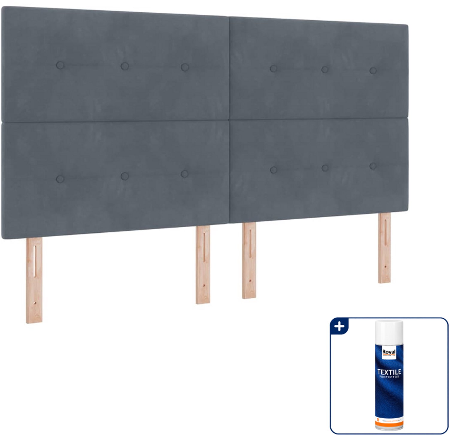 vidaXL Kingsize boxspring - 180 x 200 cm - donkergrijs - Inclusief textielbeschermer 500 ml