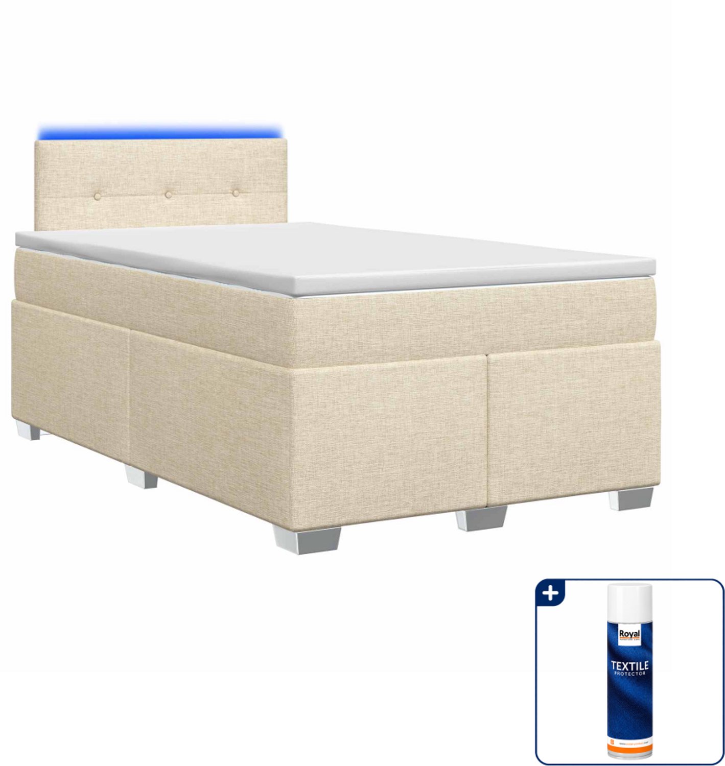 vidaXL boxspring - 120 x 190 cm - crèmekleurig - Inclusief textielbeschermer 500 ml