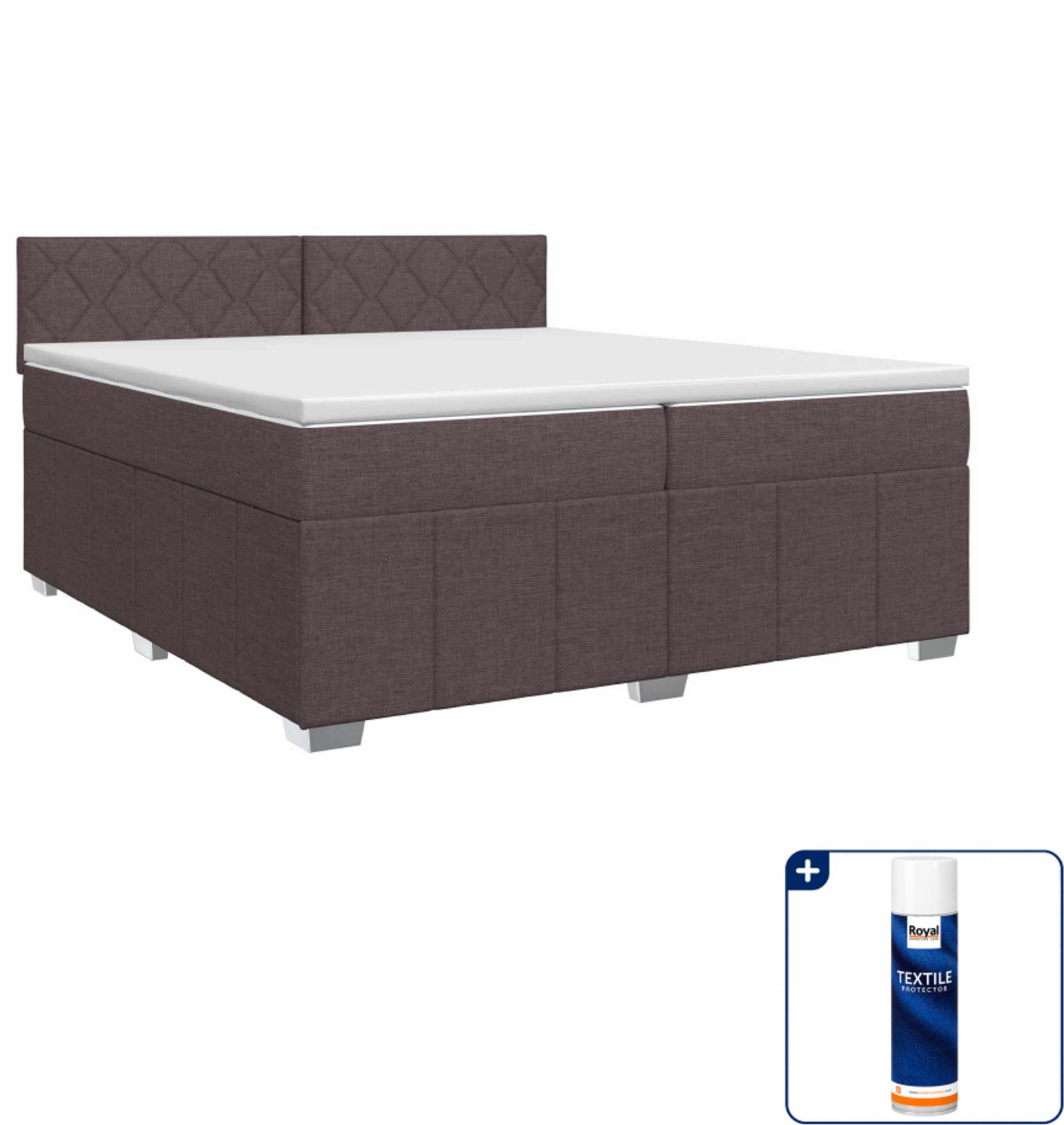 vidaXL boxspringbed - 200 x 200 cm - donkerbruin - Inclusief textielbeschermer 500 ml