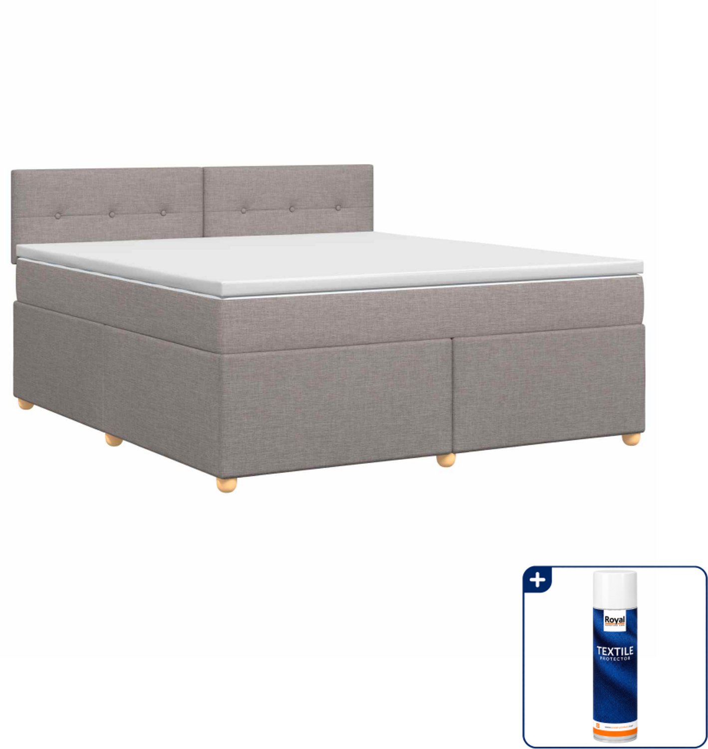 vidaXL Boxspringbed - Queensize - 160 x 200 cm - taupe - Inclusief textielbeschermer 500 ml