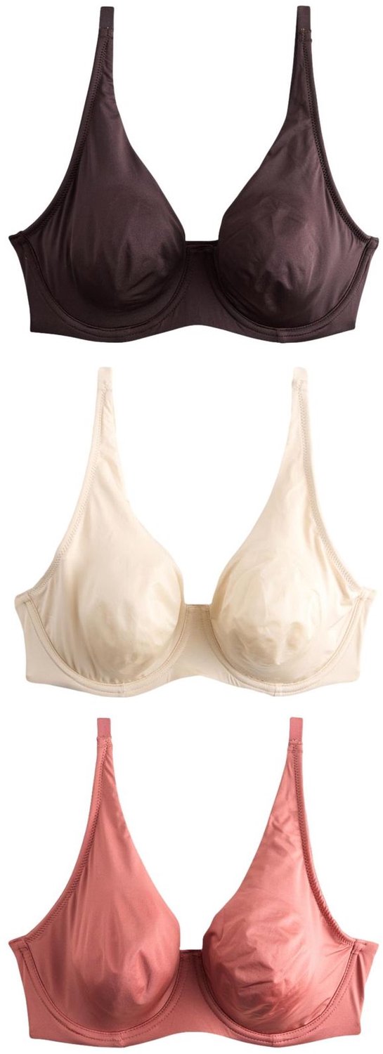 Next Dames - Set van 3 Ultimate Comfort DD T-shirtbeha's van microvezel zonder vulling en volledige cups - Bruin Chocolate/Rust/Cream