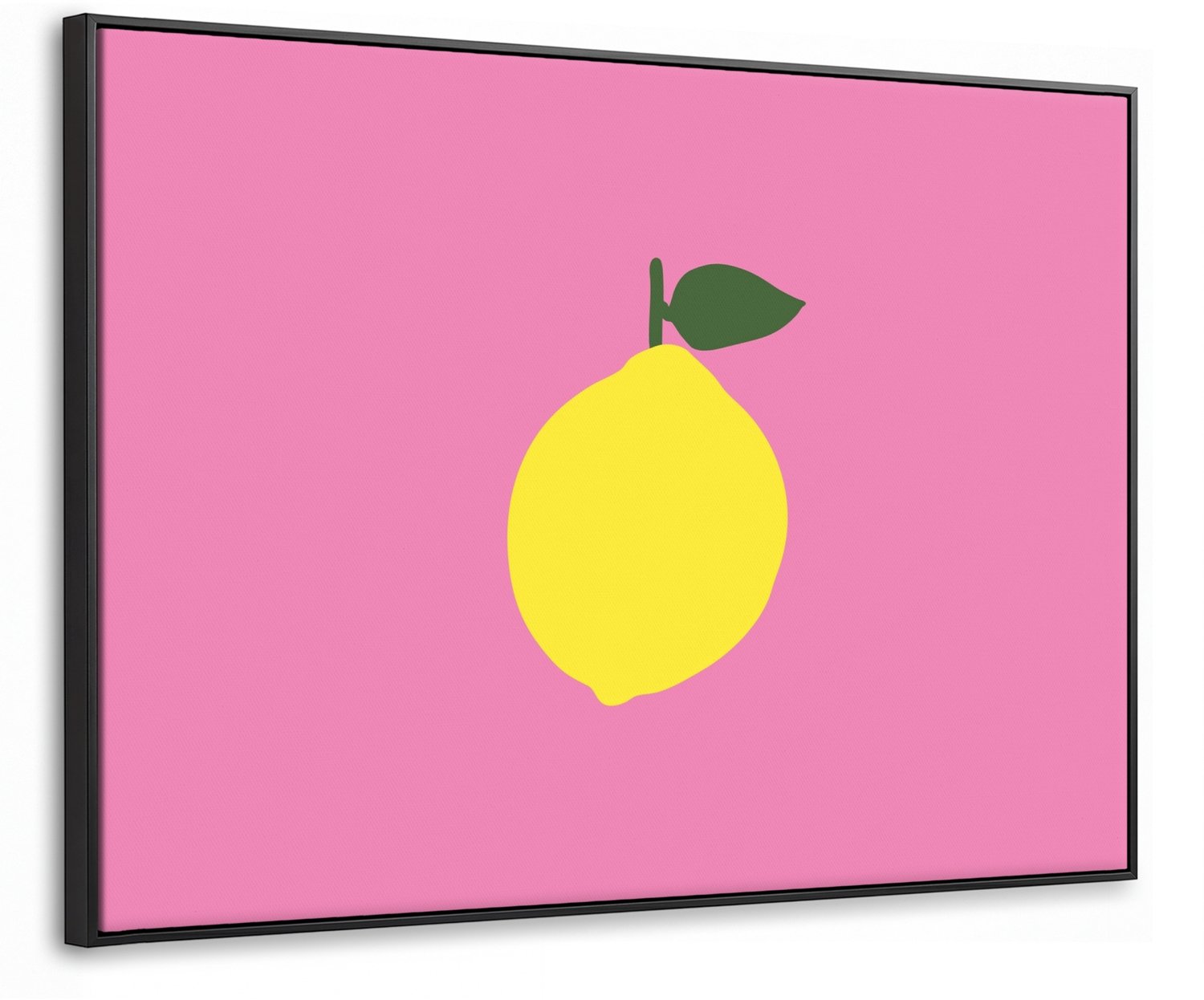 Canvas Schilderij met Baklijst 100x70cm - Citroen - Geel - Fris - Muurdecoratie woonkamer - Slaapkamer decoratie - Kamer accessoires - Schilderijen op canvas met lijst