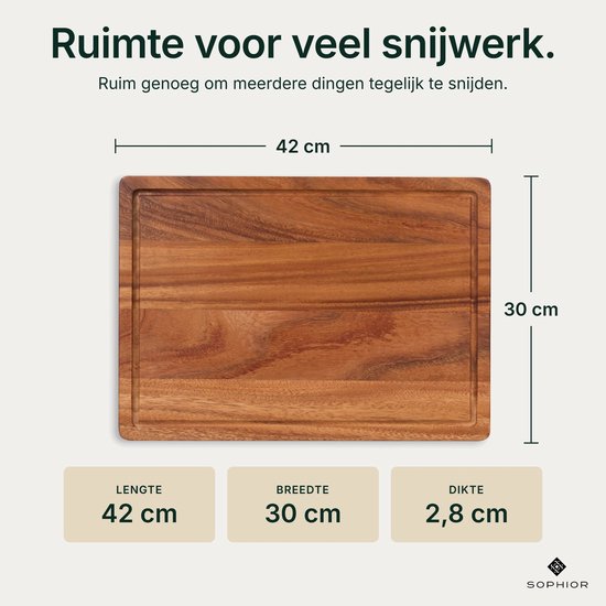 SOPHIOR Houten Snijplankenset Walnoot - 35x25 en 42x30 cm - Met Sapgeul en Handvaten — cadeau in Kookcadeaus - foto 4