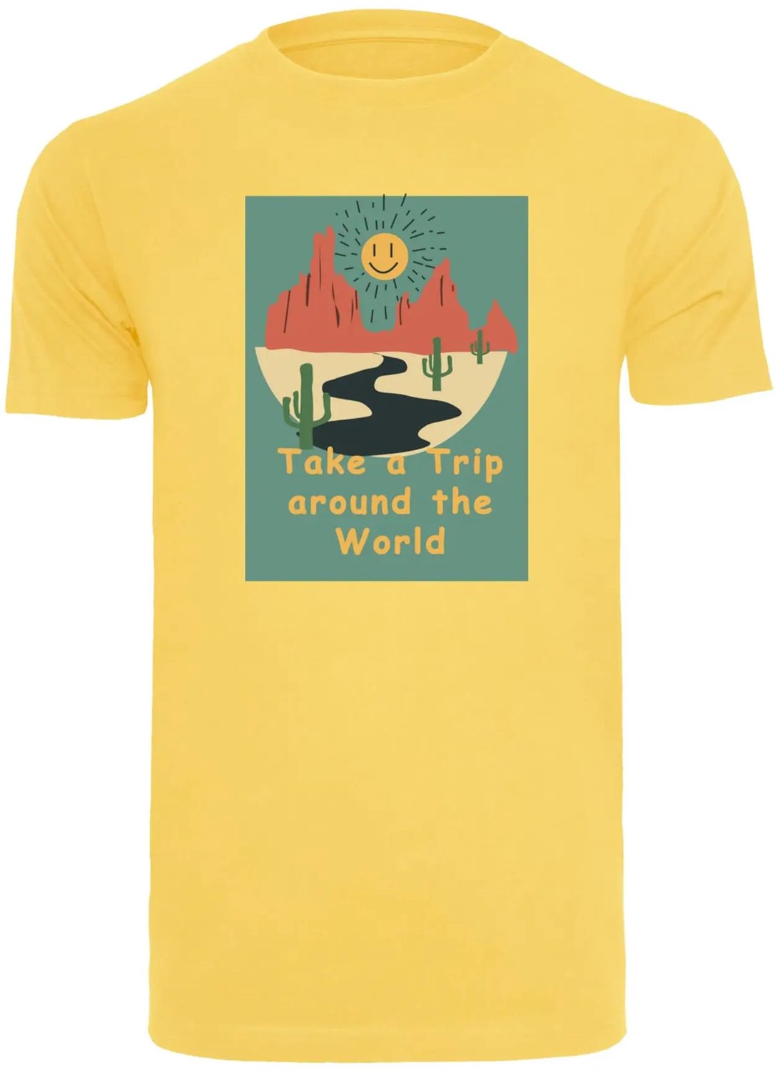 T-shirt Mister Tee Trip Around The World Geel
