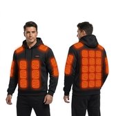 Verwarmde Hoodie voor Heren met Powerbank – 31 Verwarmingszones, 3 Warmtestanden, 4 Onafhankelijke Bedieningselementen – Zwart-(XL)