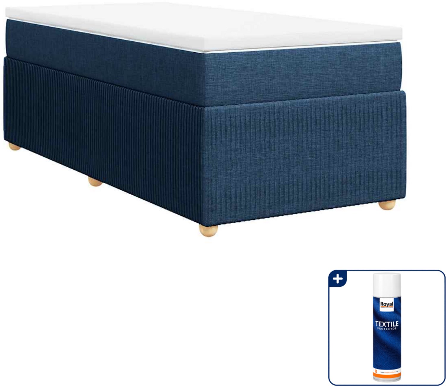 vidaXL boxspring met matras 100 x 200 cm - blauw - Inclusief textielbeschermer 500 ml