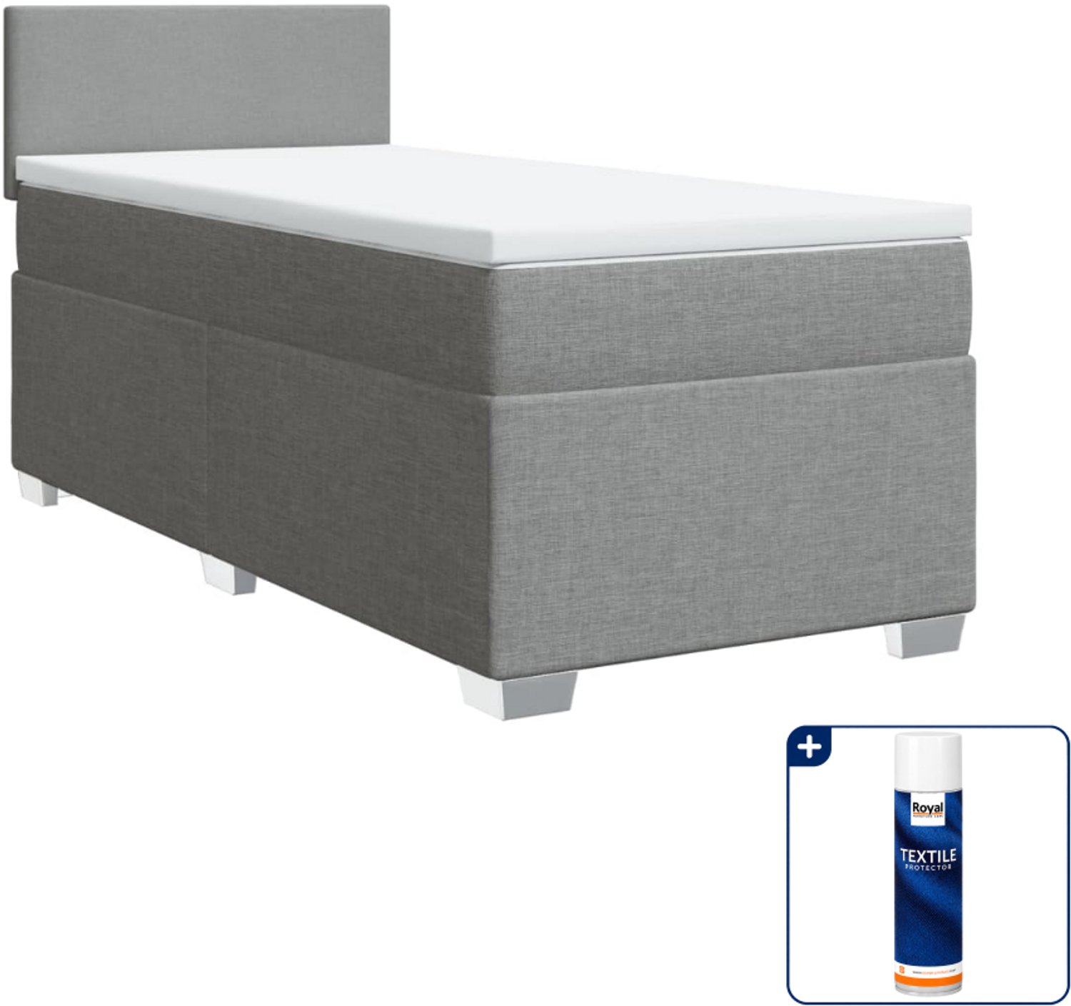 vidaXL boxspring met matras 90 x 190 cm - lichtgrijs - Inclusief textielbeschermer 500 ml