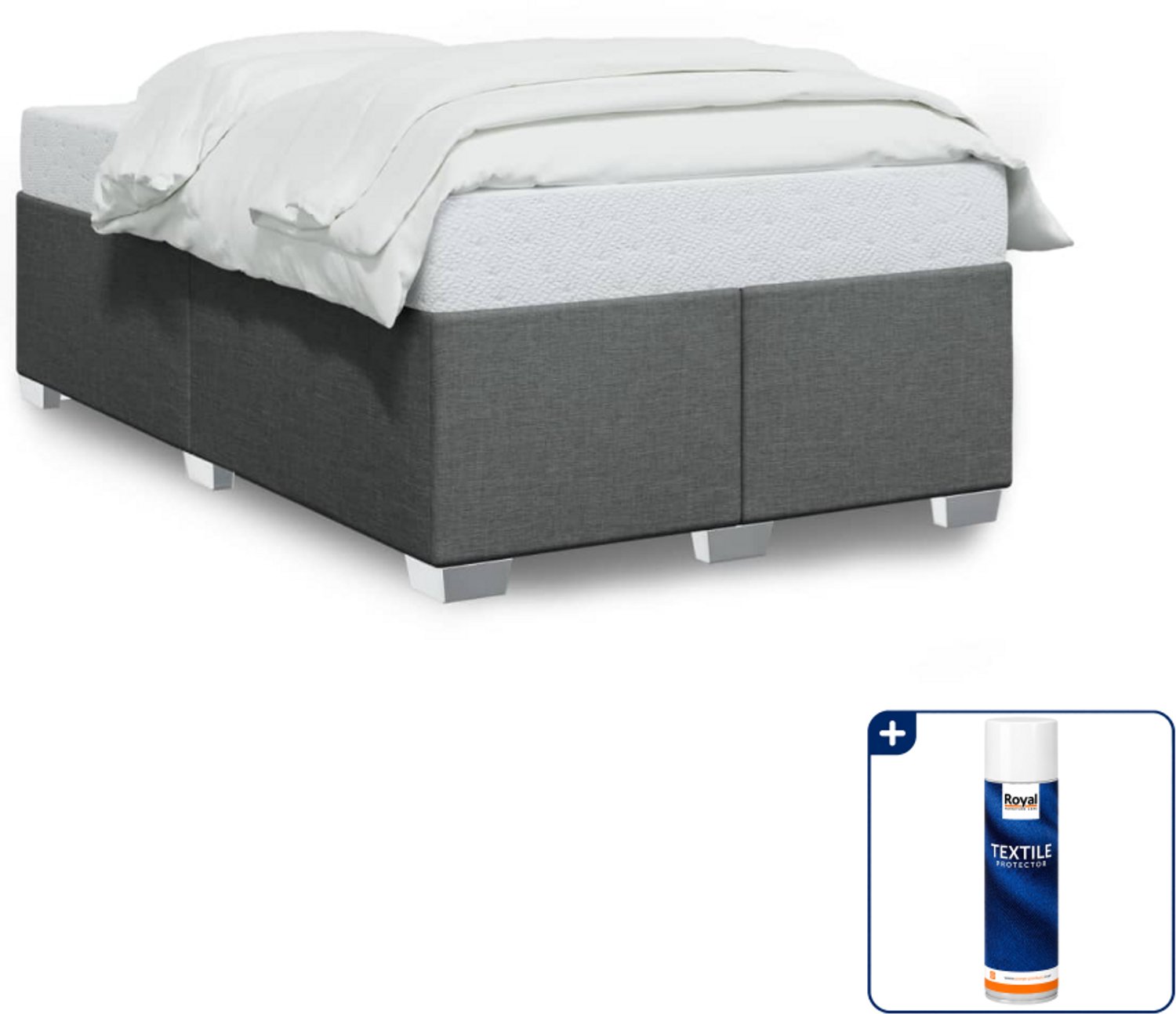 vidaXL bedframe - 120 x 190 cm - stof - donkergrijs - Inclusief textielbeschermer 500 ml Zwart
