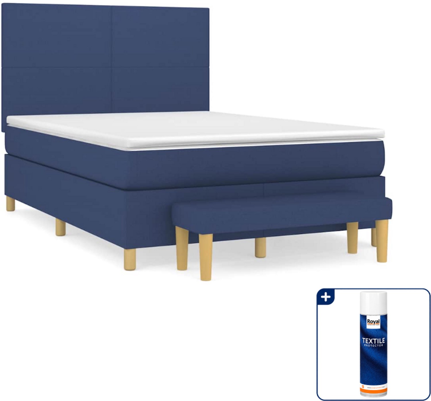 vidaXL boxspring Small double - 140 x 200 cm - stof - blauw - Inclusief textielbeschermer 500 ml