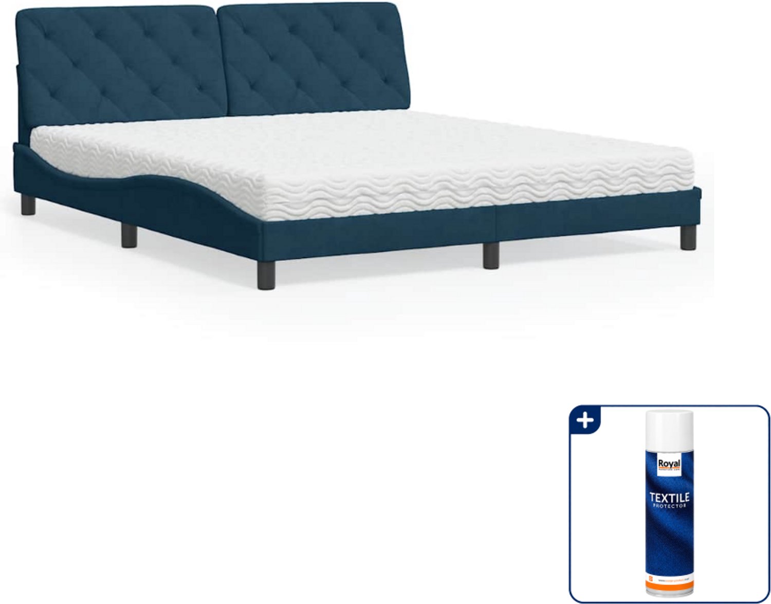 vidaXL Piran bed met matras - Kingsize - 180 x 200 cm - blauw - Inclusief textielbeschermer 500 ml