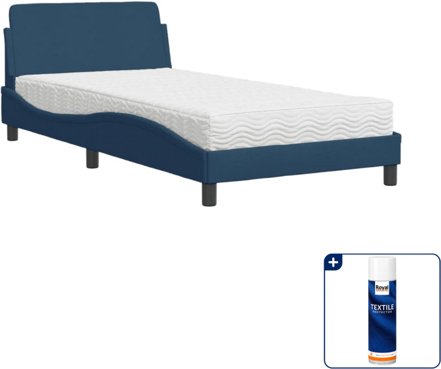 vidaXL bed met matras Dover - 100 x 200 cm - stof - blauw - Inclusief textielbeschermer 500 ml Groen