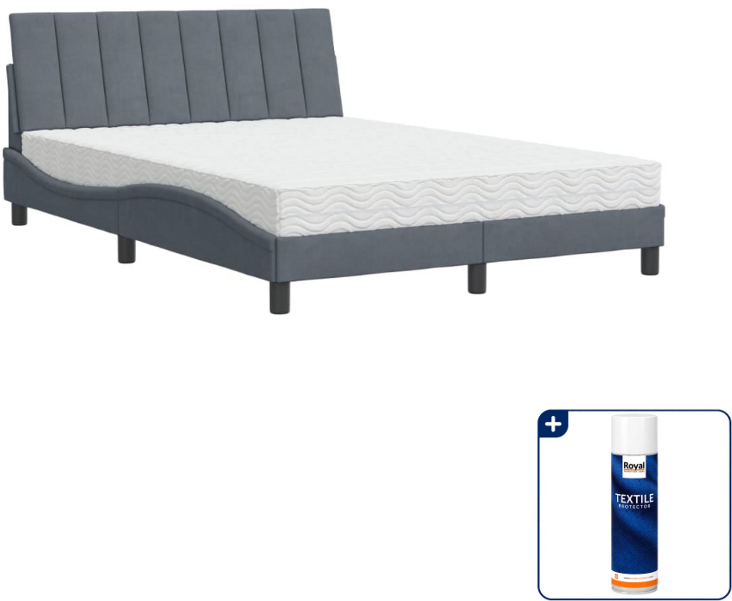 vidaXL Hanko bed met matras - 140 x 190 cm - donkergrijs - Inclusief textielbeschermer 500 ml