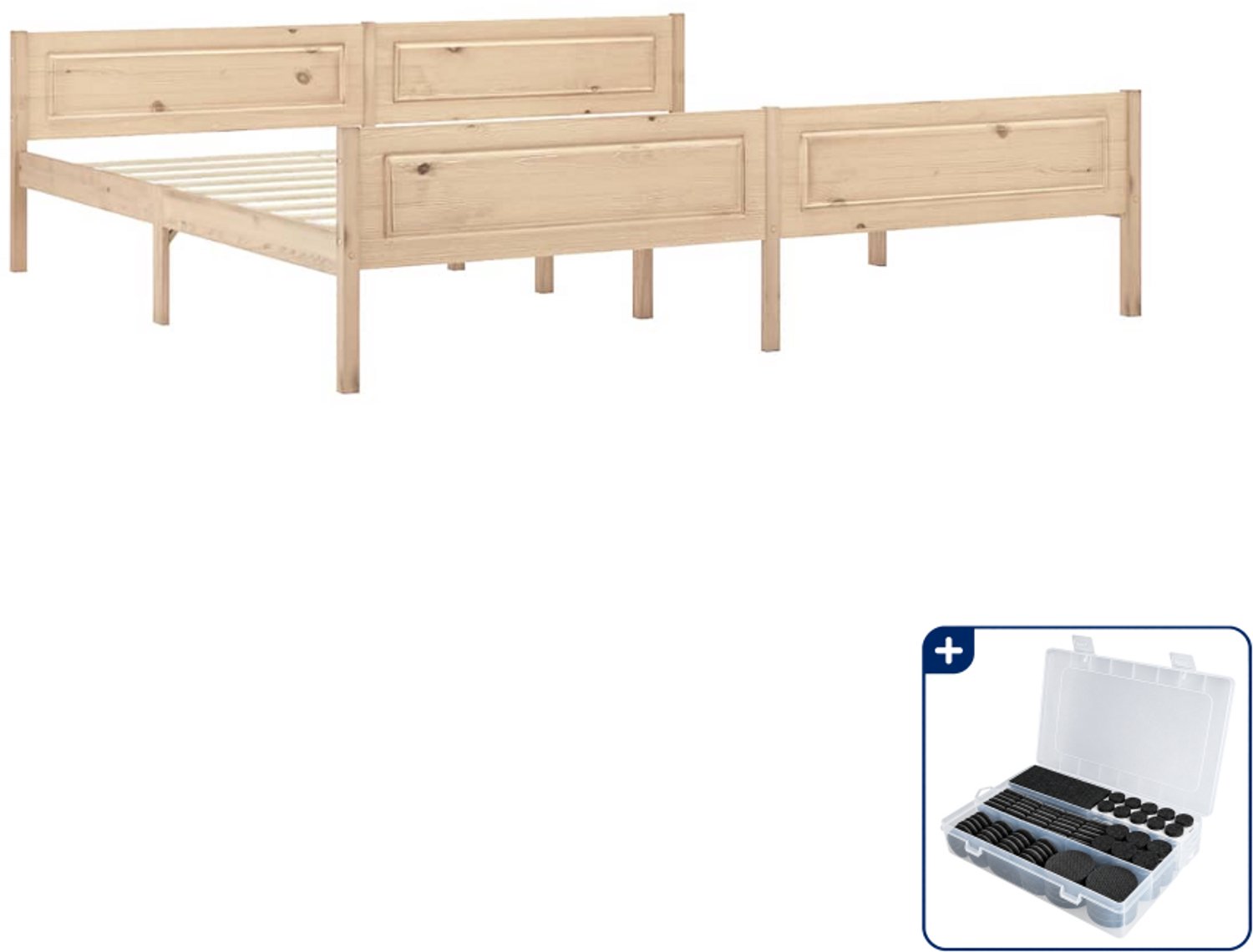 vidaXL bedframe - 200 x 200 cm - massief grenenhout - Inclusief antikrasvilt 177-delig Bruin