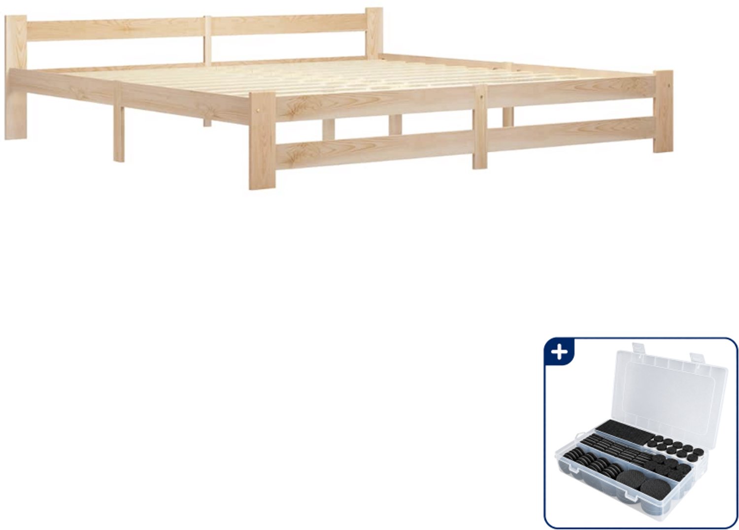 vidaXL bedframe - 200 x 200 cm - massief grenenhout - Inclusief antikrasvilt 177-delig Bruin