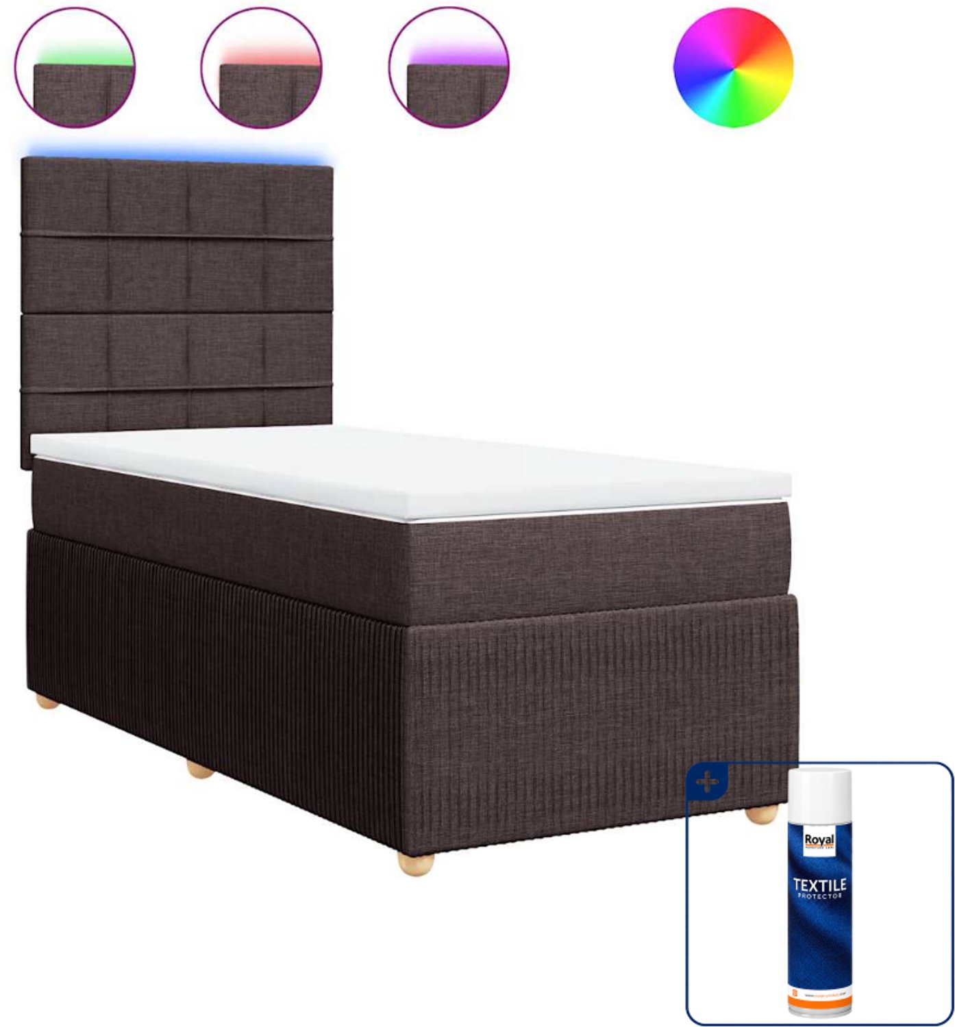 vidaXL boxspring - 90 x 190 cm - stof - donkerbruin - Inclusief textielbeschermer 500 ml