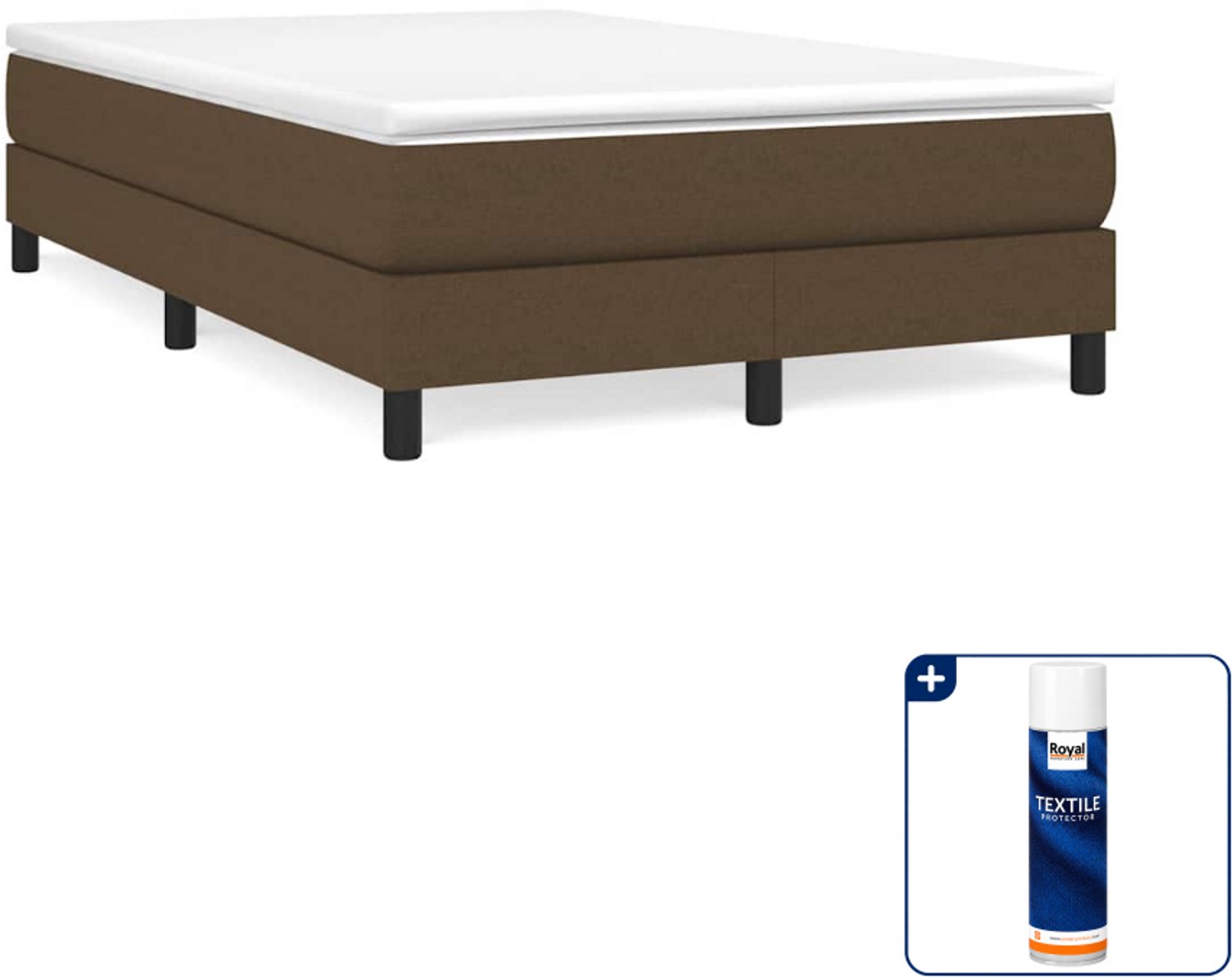 vidaXL boxspring met matras - 120 x 200 cm - donkerbruin - Inclusief textielbeschermer 500 ml