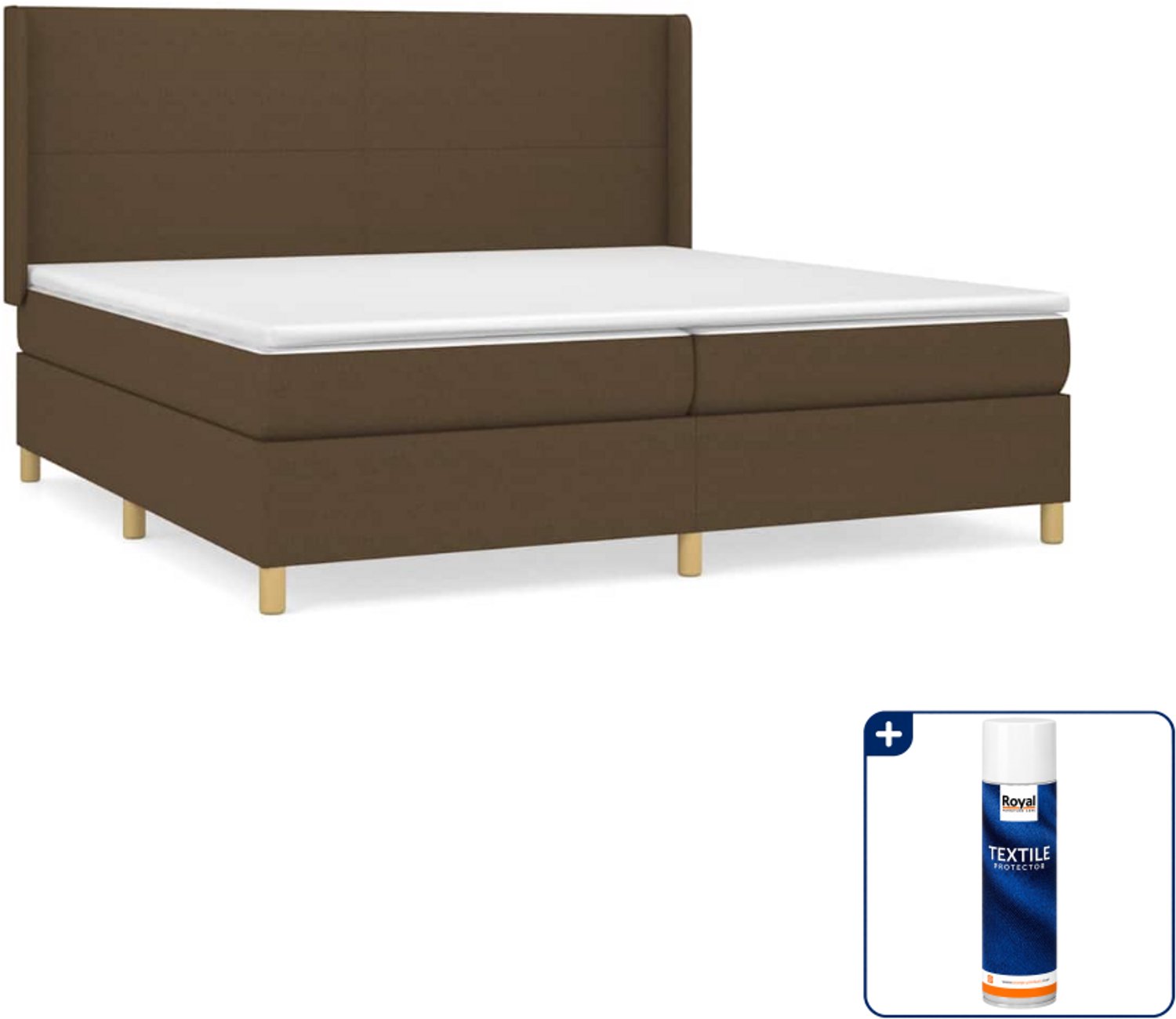 vidaXL boxspring - Super kingsize - 200 x 200 cm - donkerbruin - Inclusief textielbeschermer 500 ml