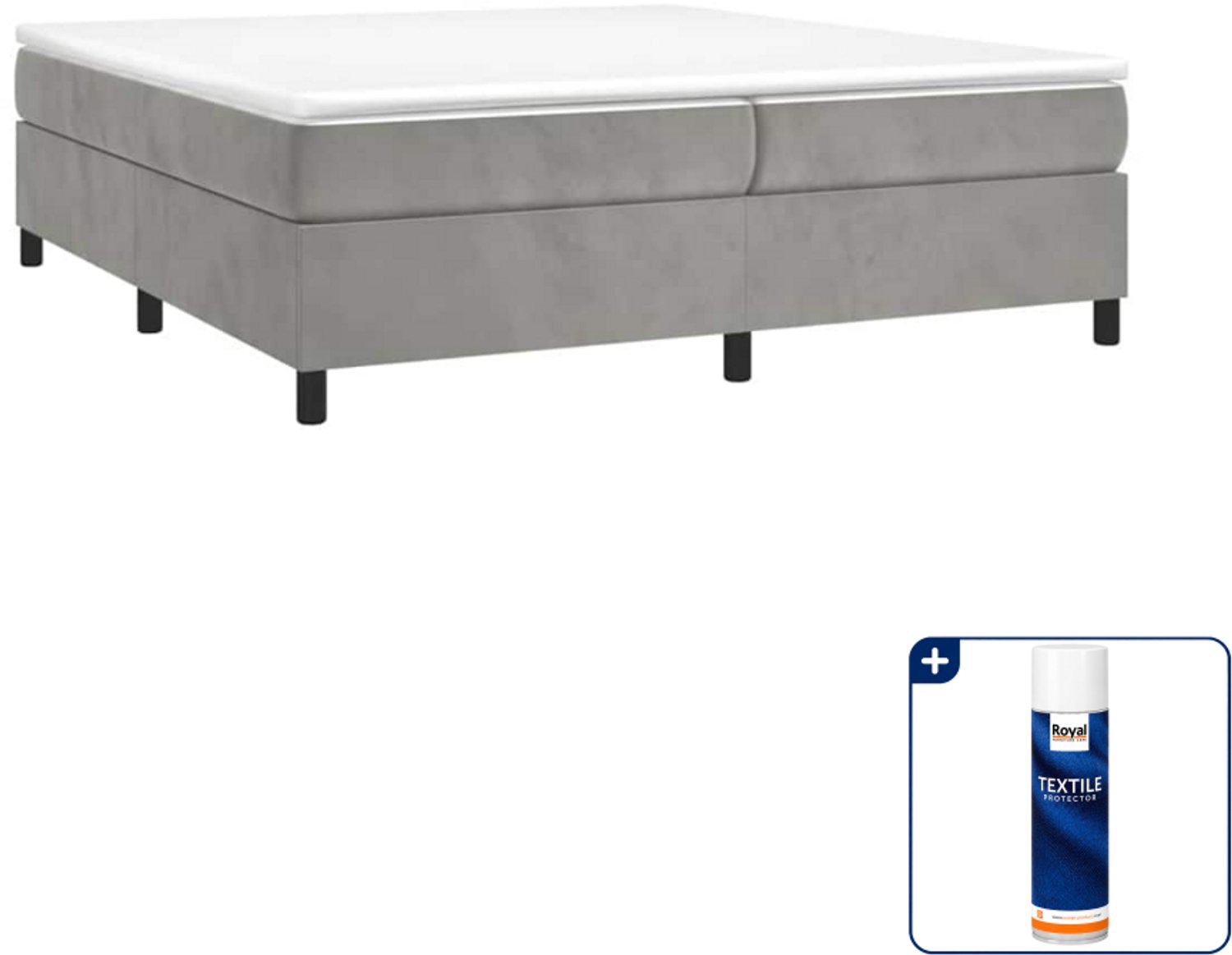 vidaXL boxspring met matras 200 x 200 cm - fluweel - lichtgrijs - Inclusief textielbeschermer 500 ml Bruin