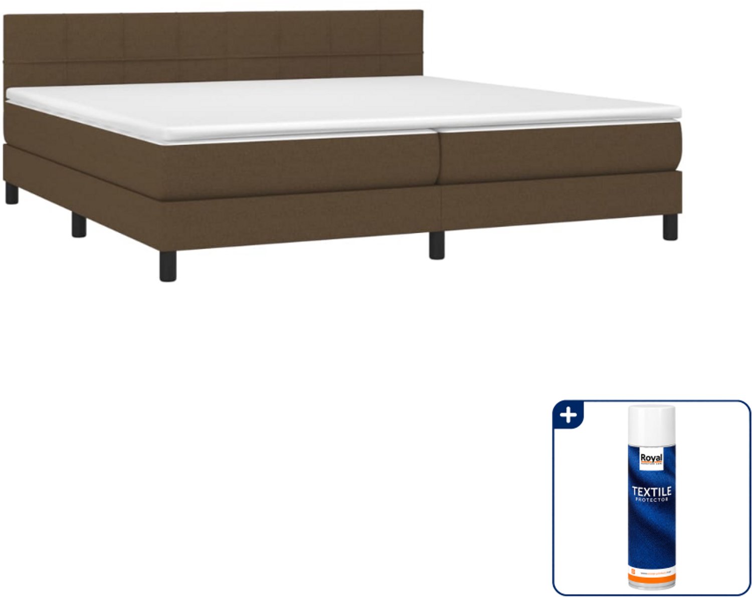 vidaXL boxspring met matras - Super kingsize - 200 x 200 cm - donkerbruin - Inclusief textielbeschermer 500 ml
