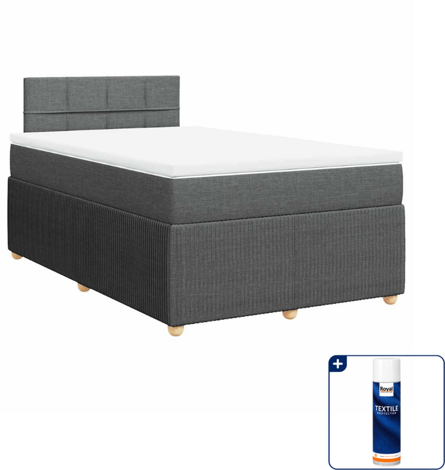 vidaXL boxspring met matras 120 x 190 cm - donkergrijs - Inclusief textielbeschermer 500 ml