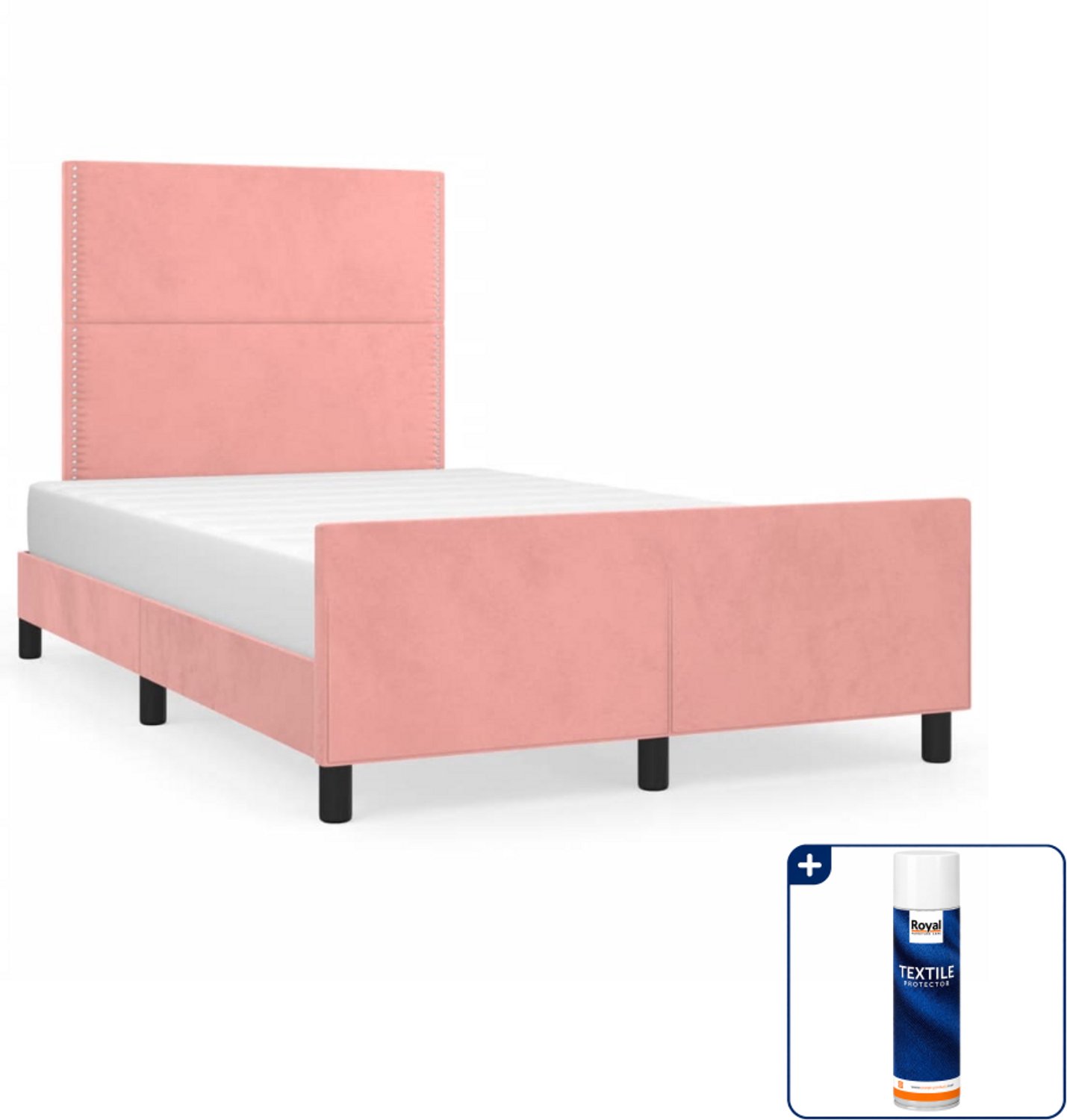 vidaXL bedframe - 120 x 190 cm - fluweel - roze - Inclusief textielbeschermer 500 ml Grijs