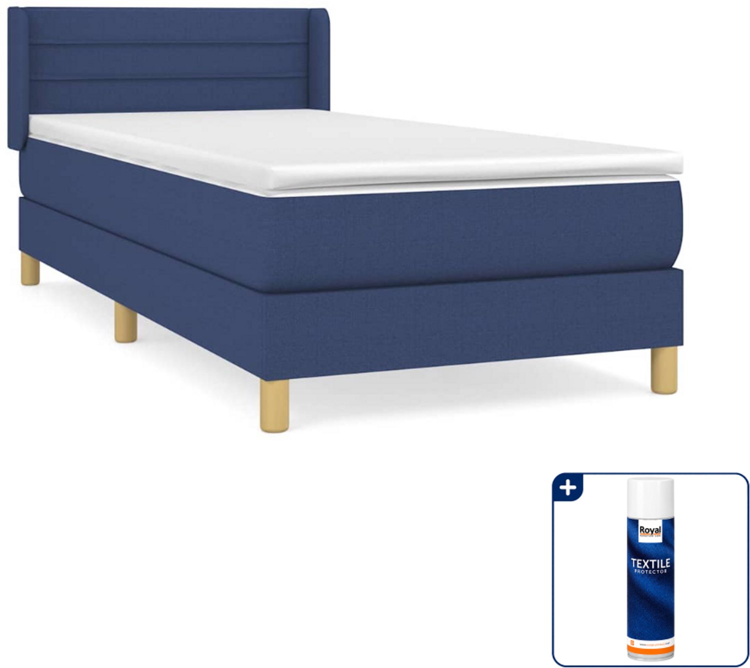vidaXL Boxspring met matras - 80 x 200 cm - stof - blauw - Inclusief textielbeschermer 500 ml