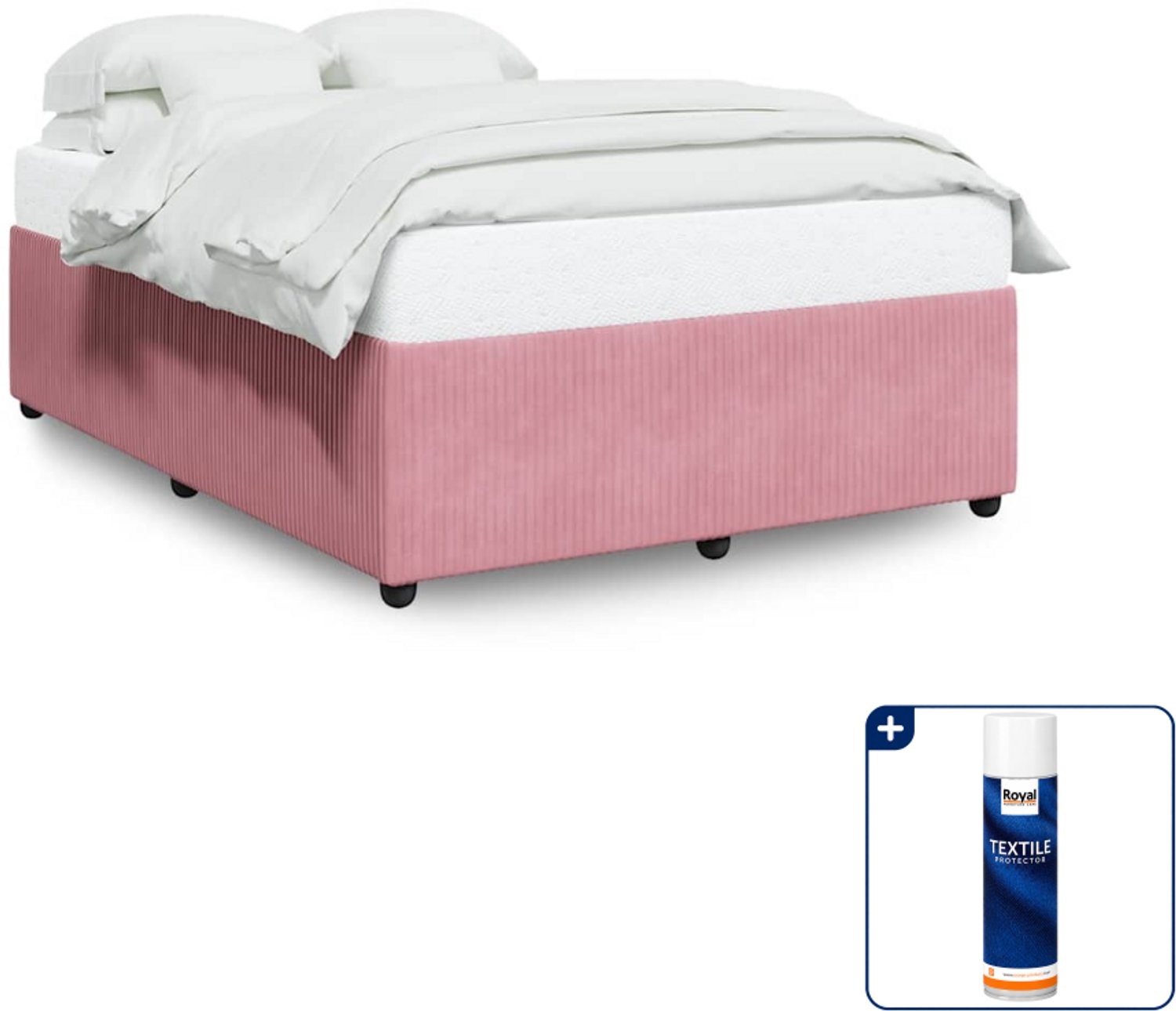 vidaXL bedframe Queensize - 160 x 200 cm - fluweel - roze - Inclusief textielbeschermer 500 ml