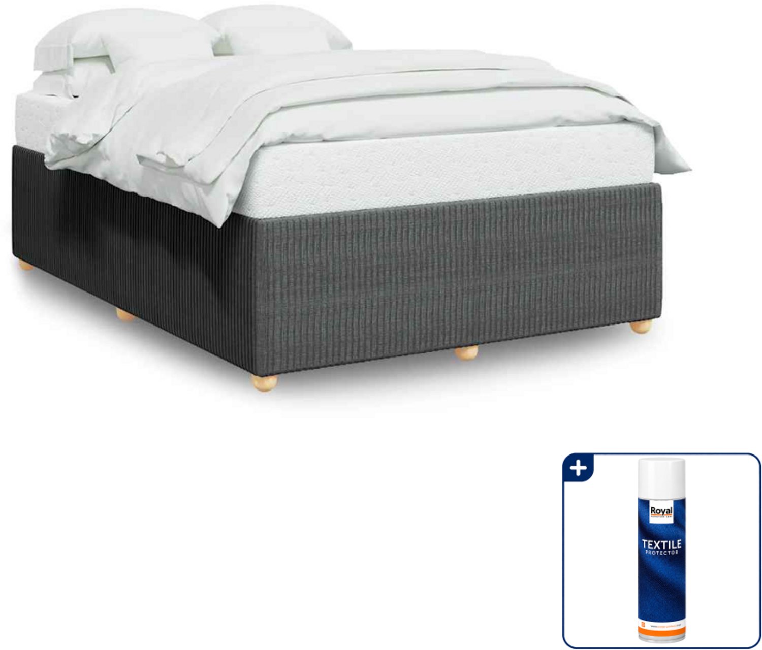 vidaXL Bedframe - Queensize - 160 x 200 cm - donkergrijs - Inclusief textielbeschermer 500 ml