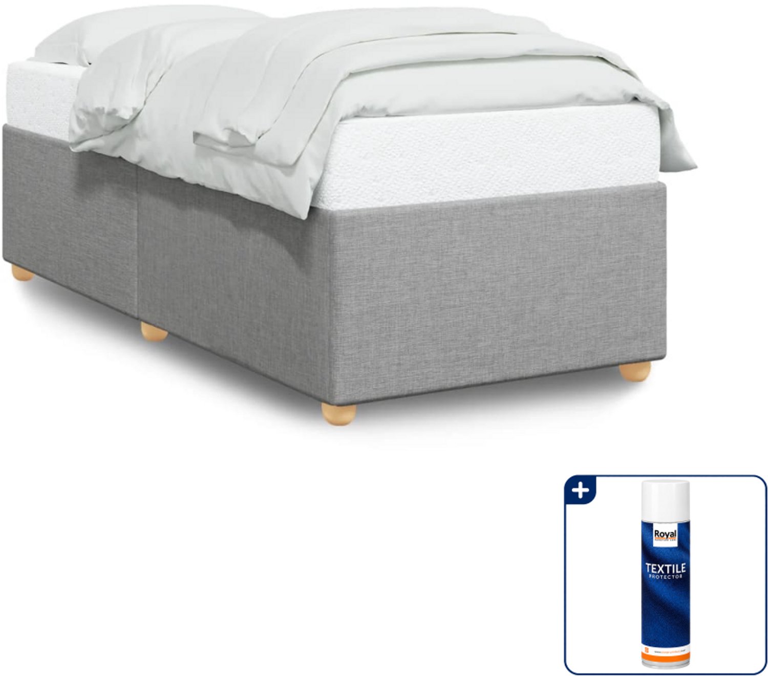 vidaXL bedframe - 90 x 190 cm - stof - lichtgrijs - Inclusief textielbeschermer 500 ml Blauw