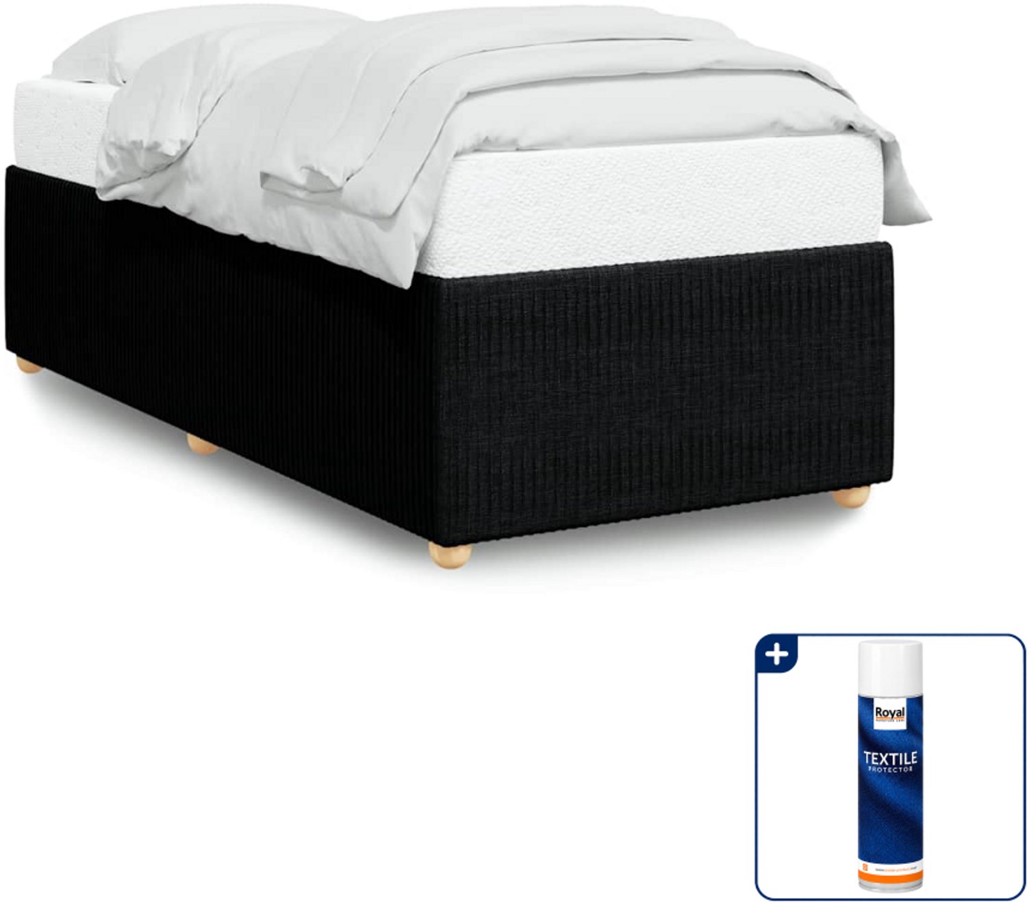 vidaXL Bedframe - 100 x 200 cm - stof - zwart - Inclusief textielbeschermer 500 ml