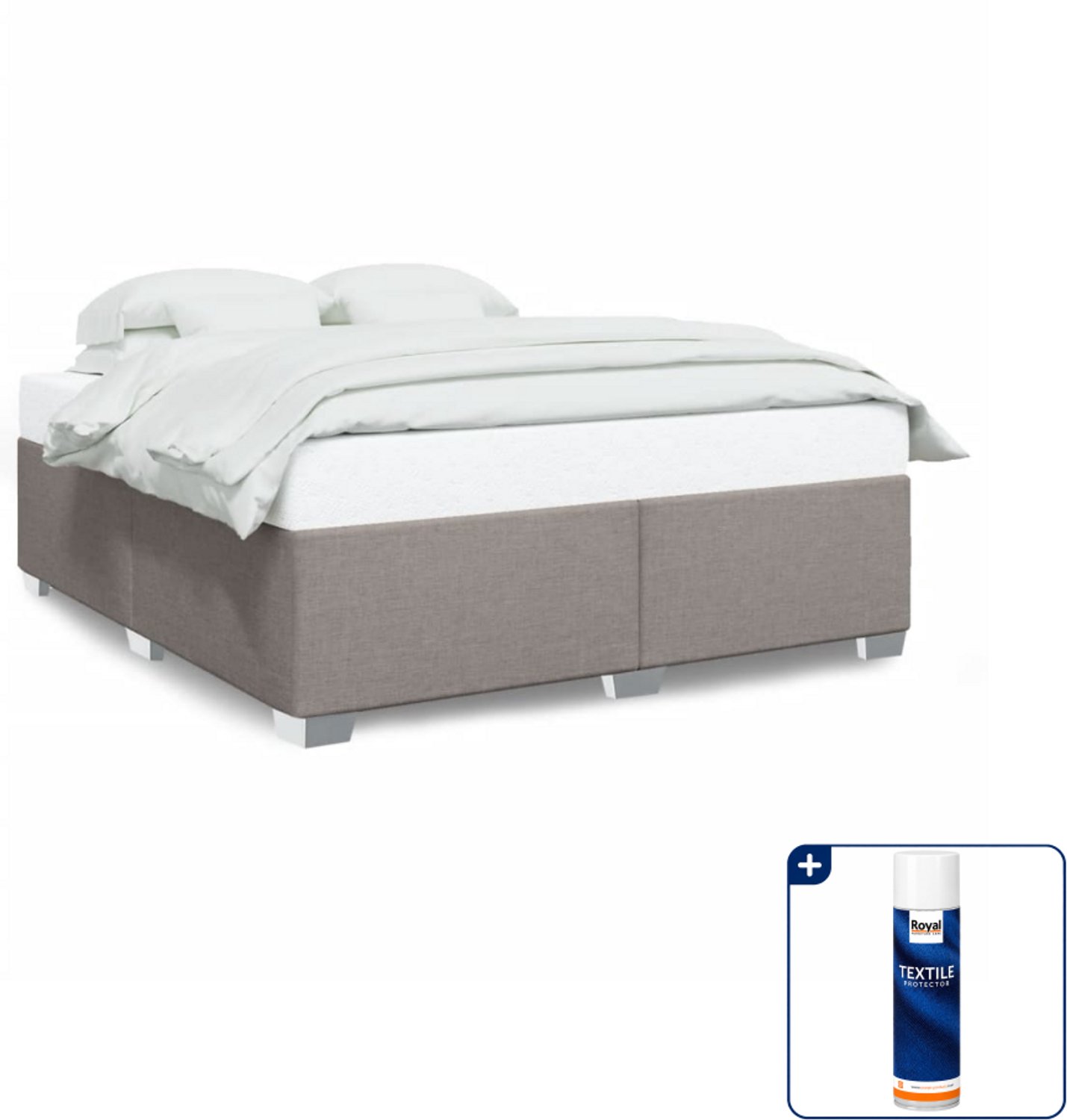 vidaXL Bedframe - Super kingsize - 200 x 200 cm - taupe - Inclusief textielbeschermer 500 ml Zwart